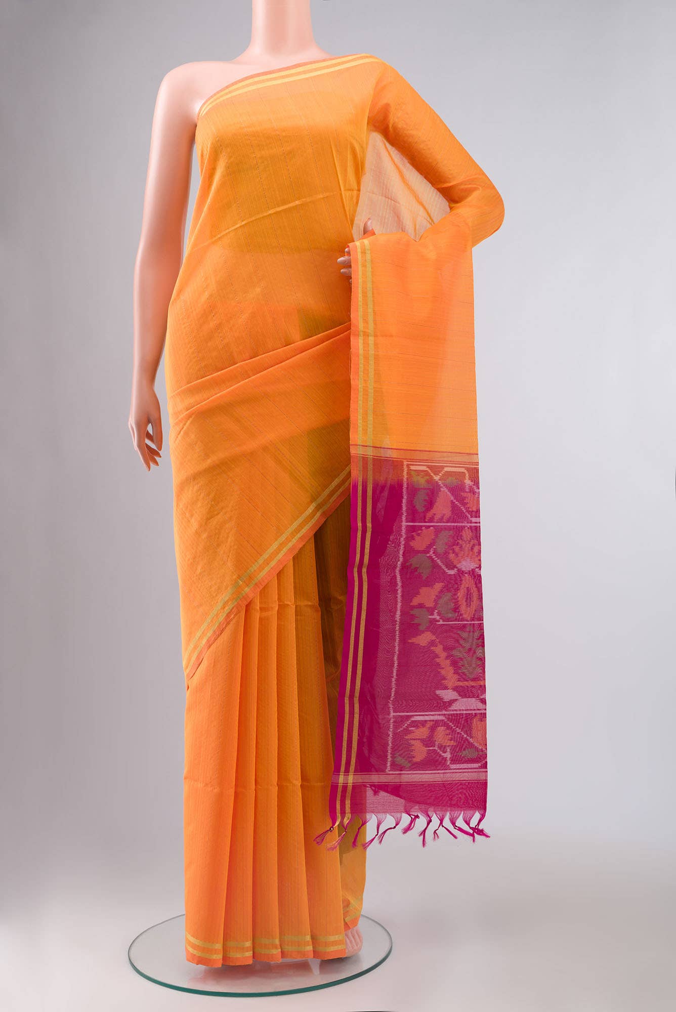 Orange Silk Cotton Saree