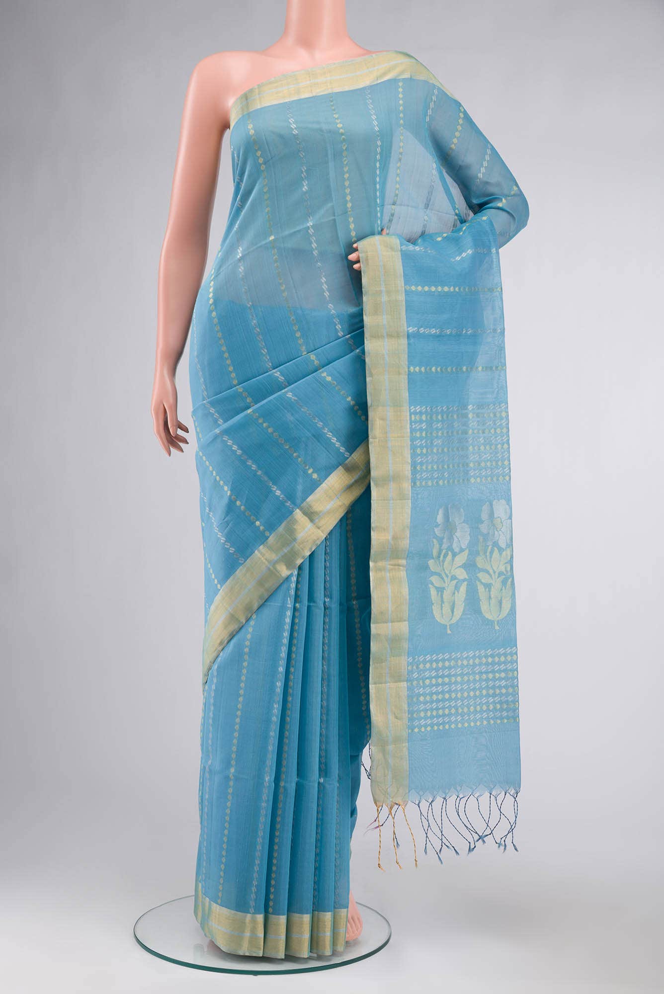 Blue Silk Cotton Saree