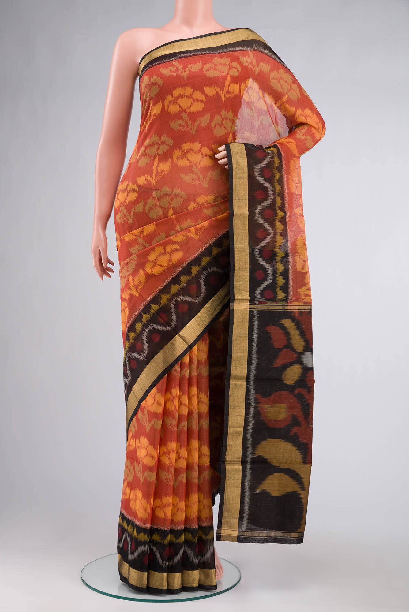 Orange Silk Cotton Saree
