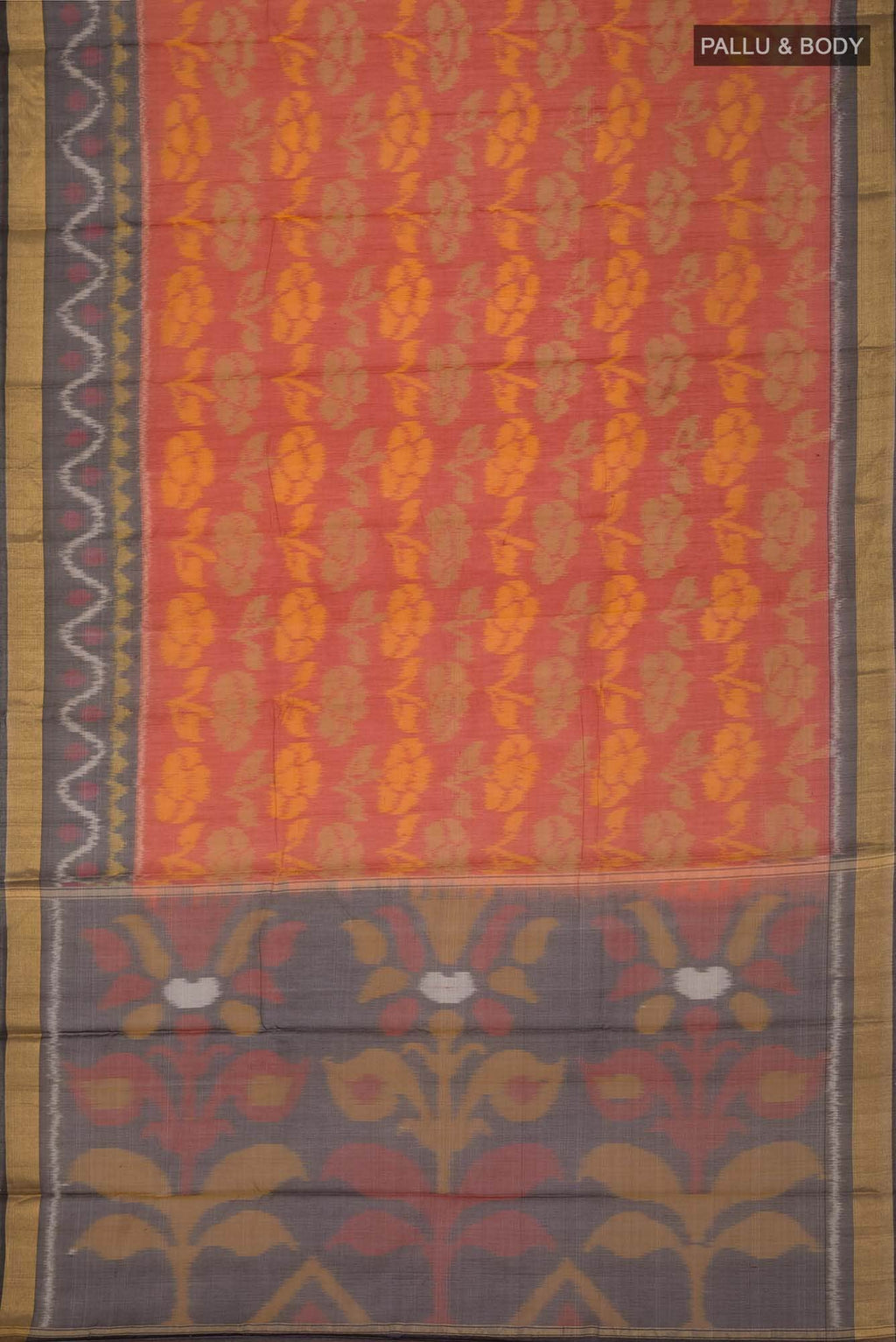 Orange Silk Cotton Saree