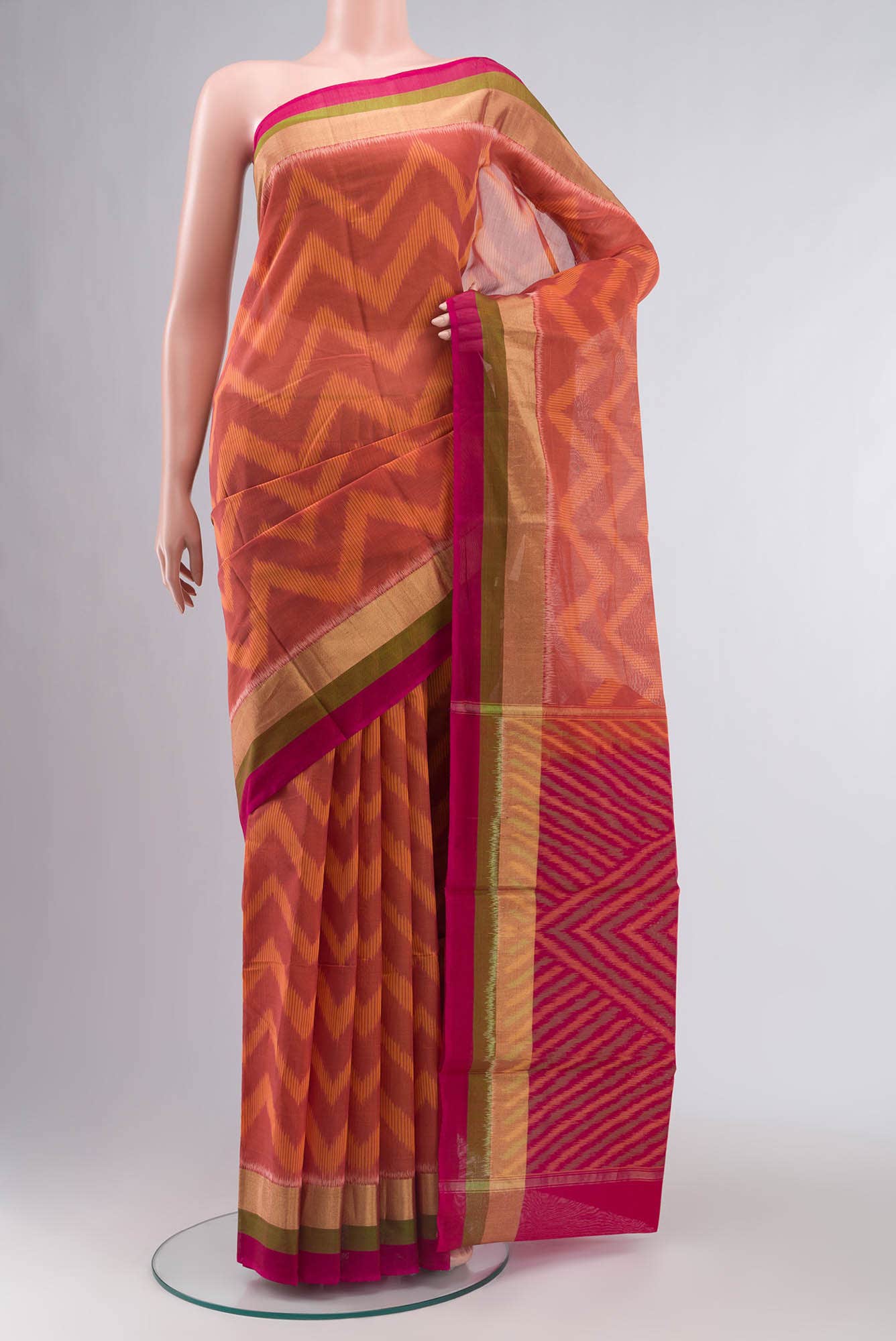 Orange Silk Cotton Saree