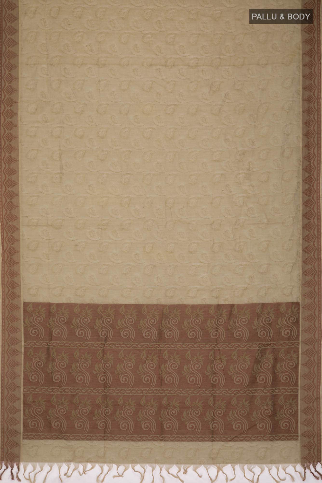 Beige Coimbatore Cotton Saree