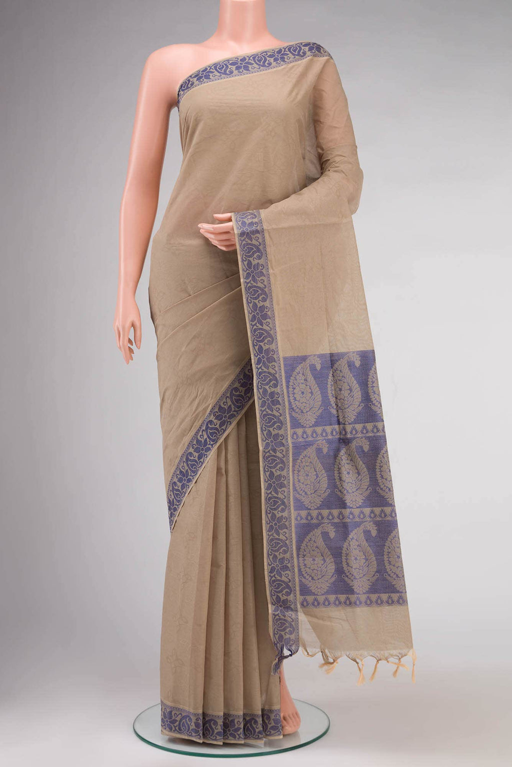 Beige Coimbatore Cotton Saree