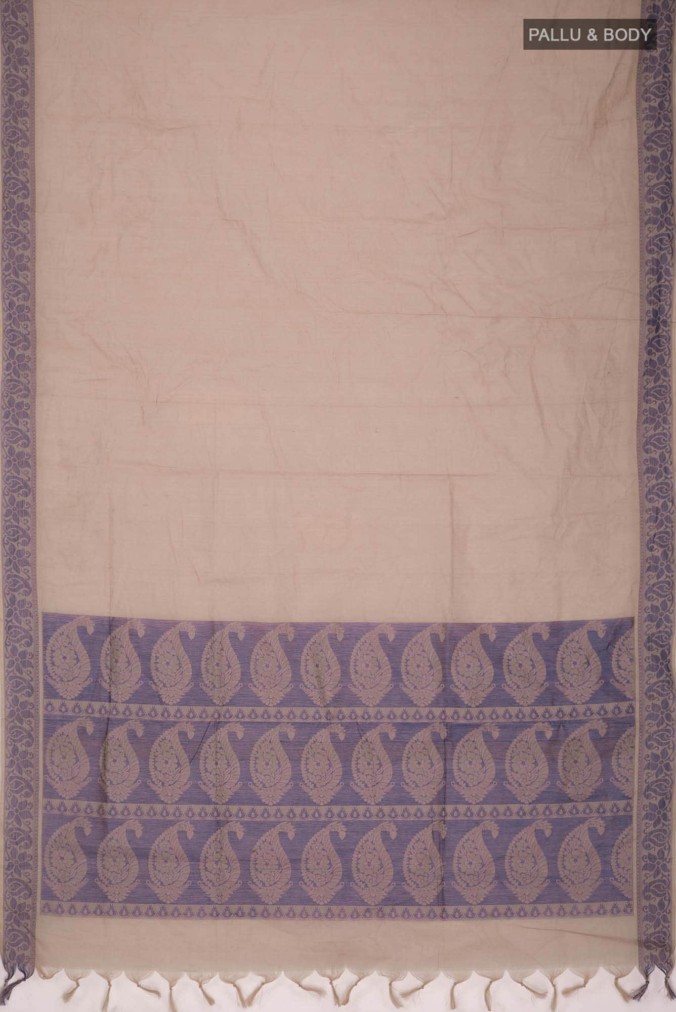 Beige Coimbatore Cotton Saree