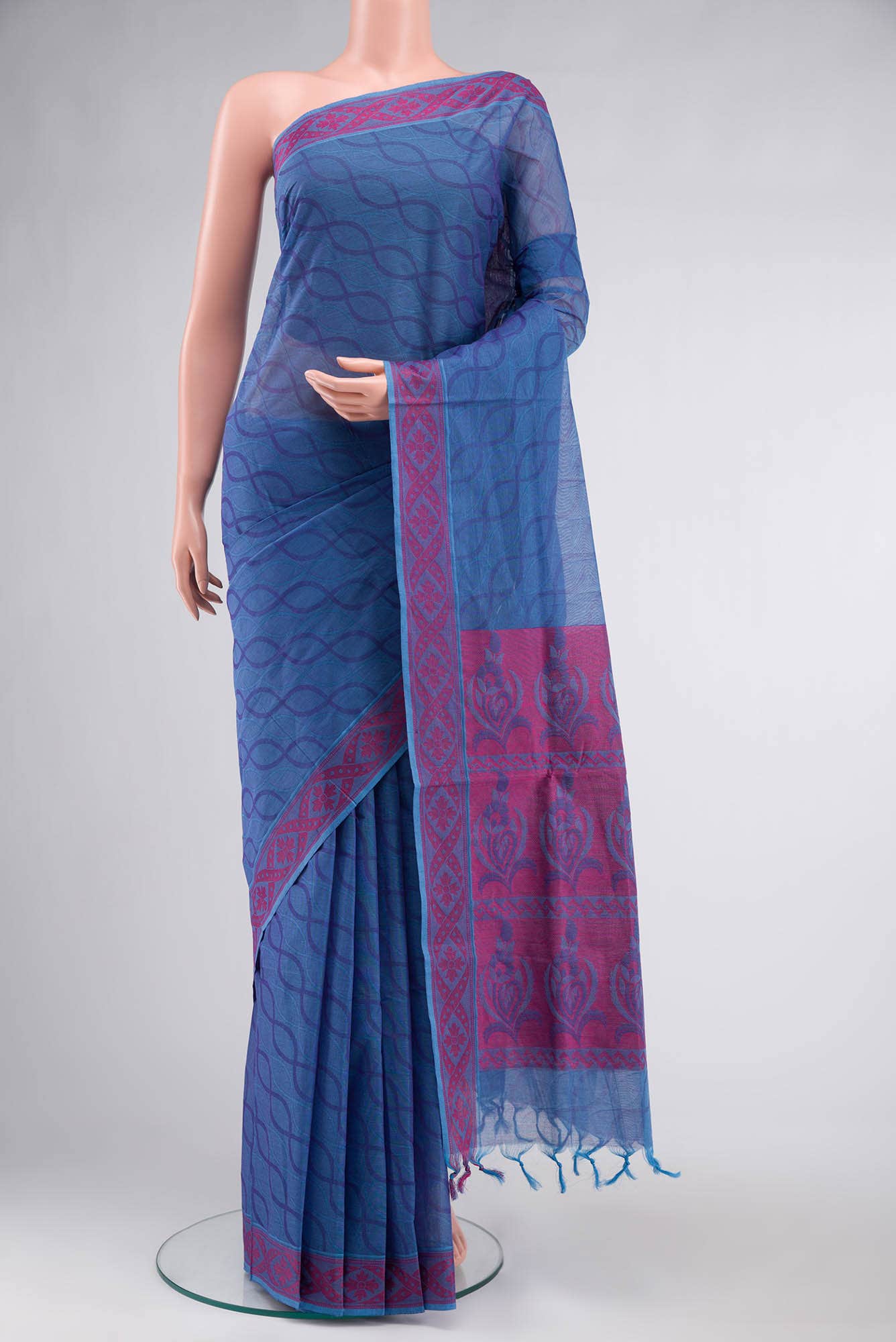 Blue Coimbatore Cotton Saree