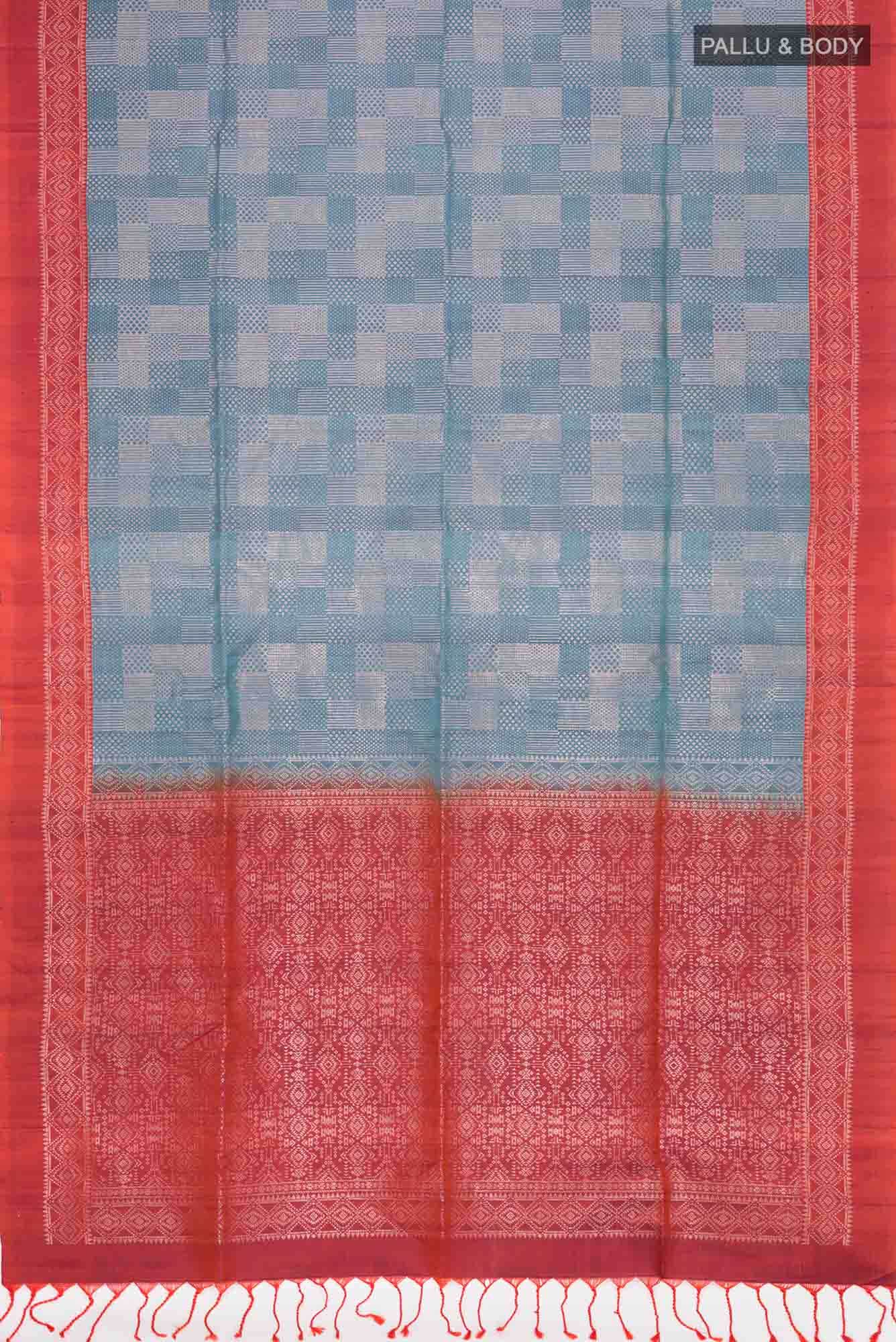 Blue Grey Soft Silk Saree