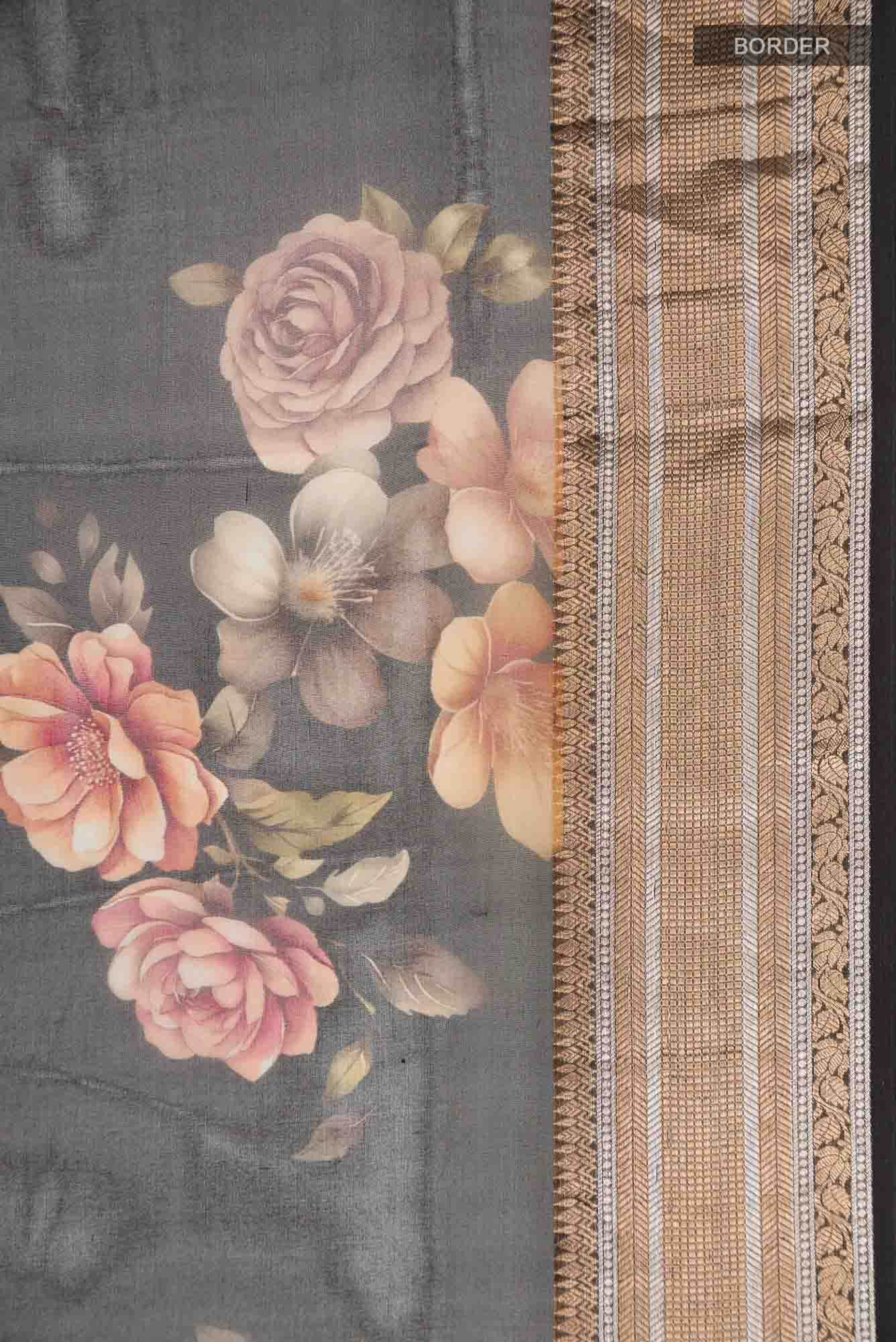 Black Organza Silk Saree