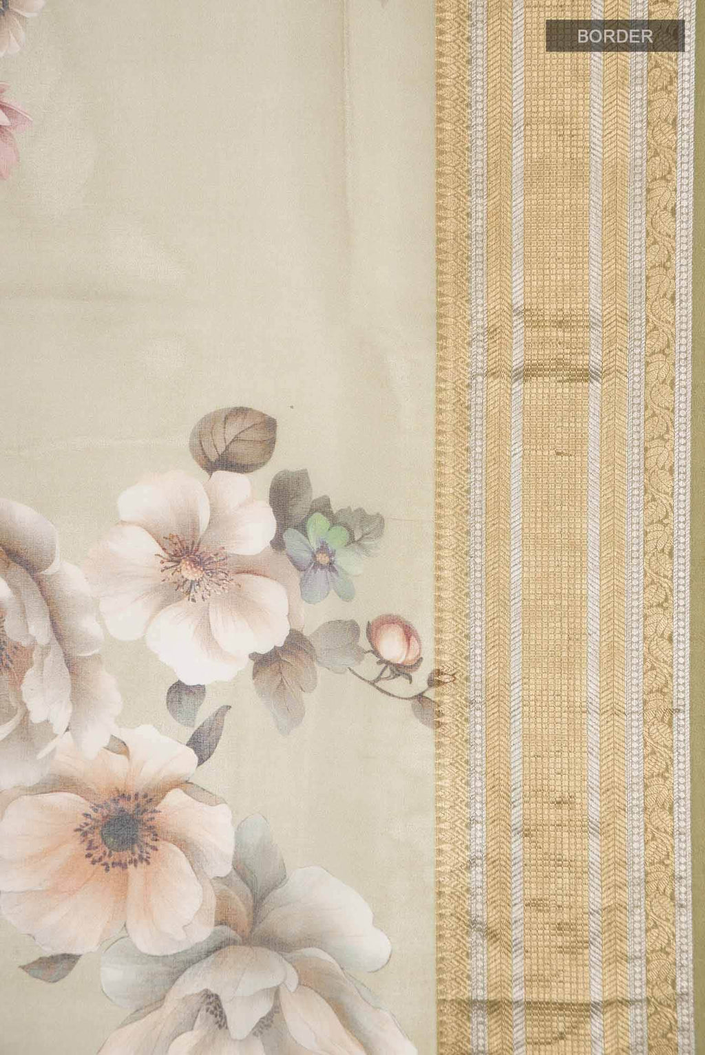 Dark Beige Organza Silk Saree