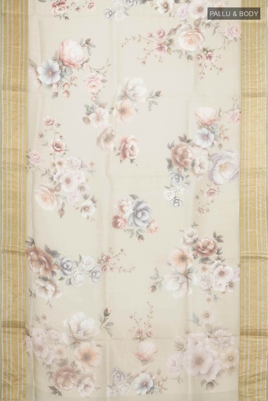Dark Beige Organza Silk Saree