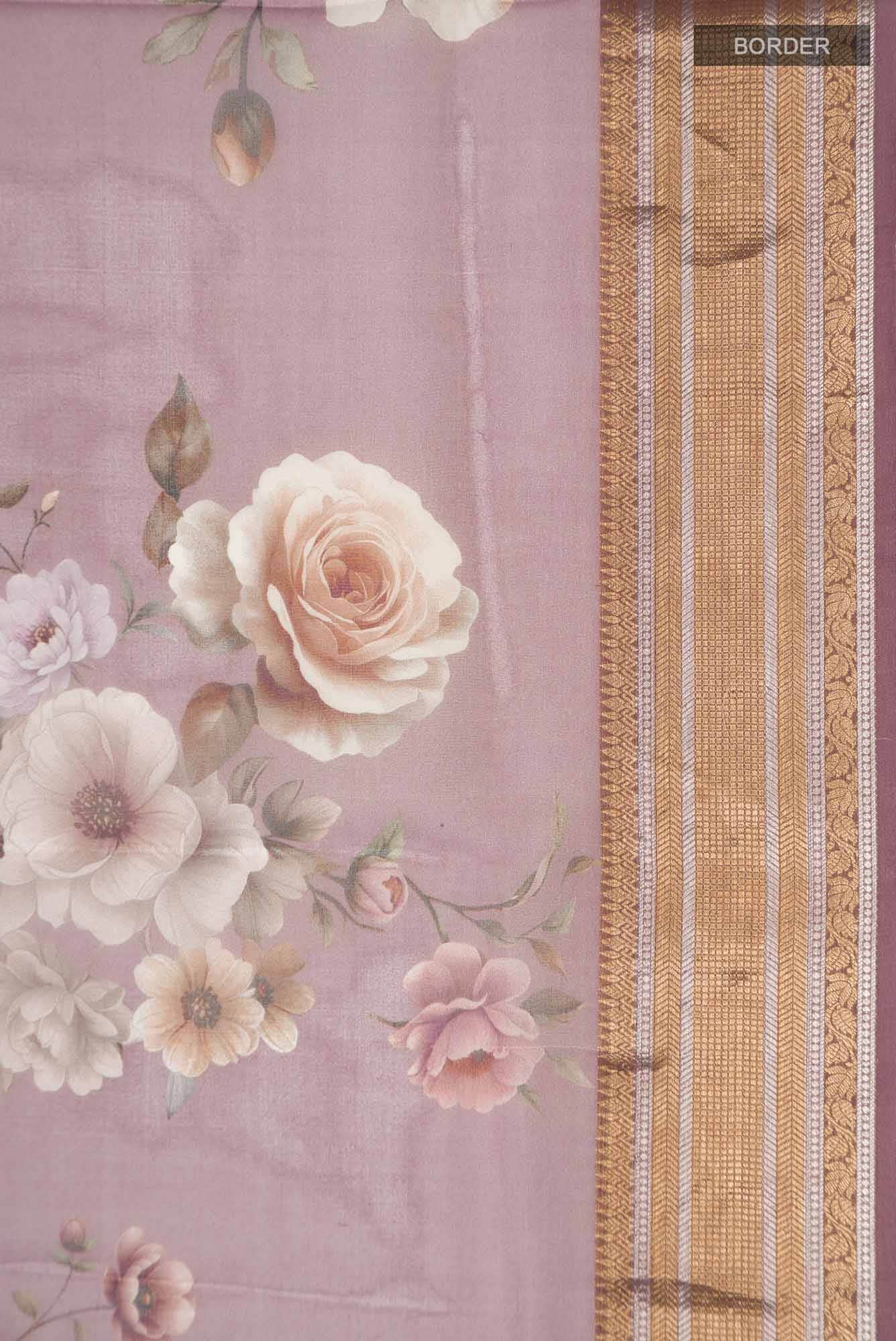 Mauve Organza Silk Saree