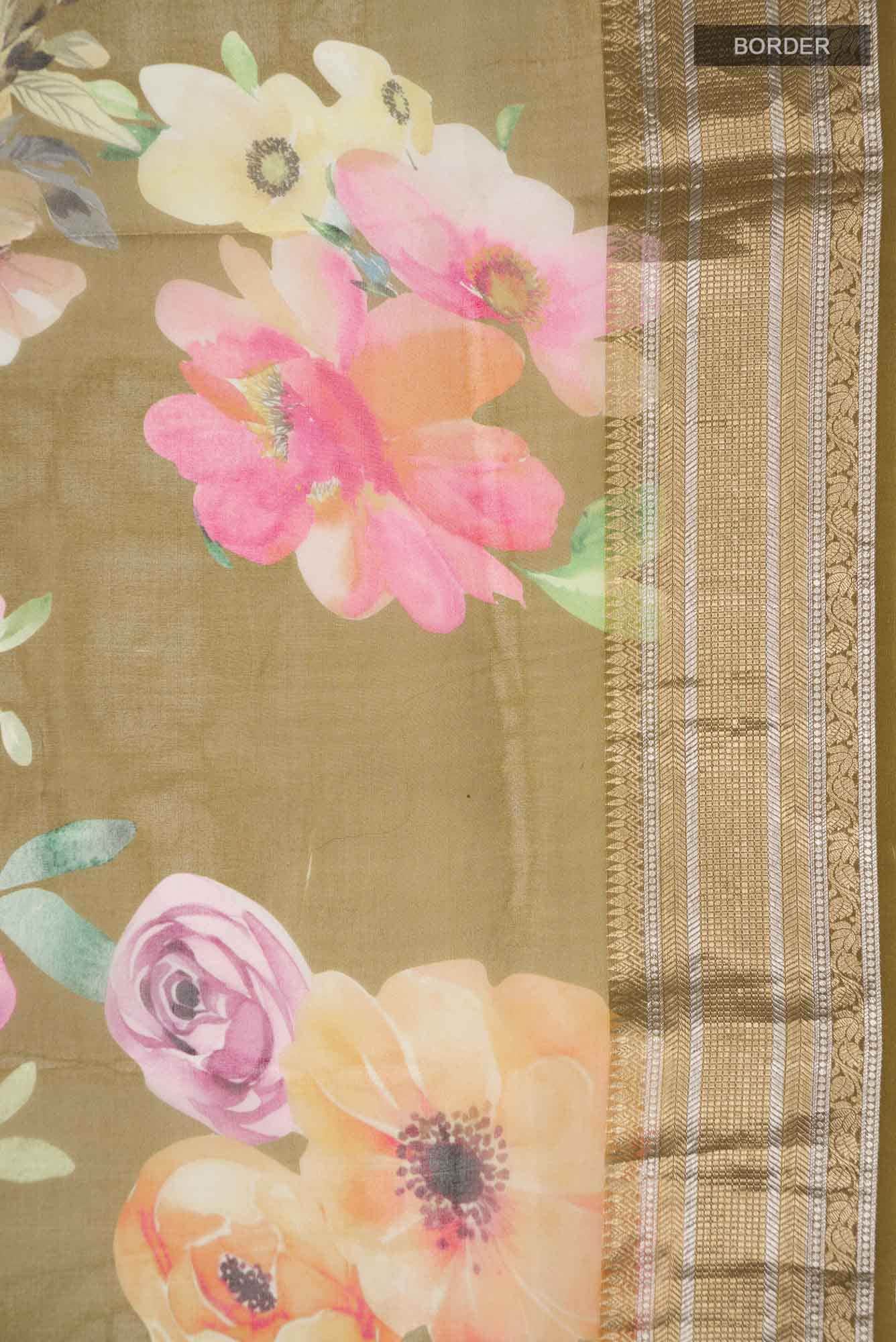 Brown Organza Silk Saree