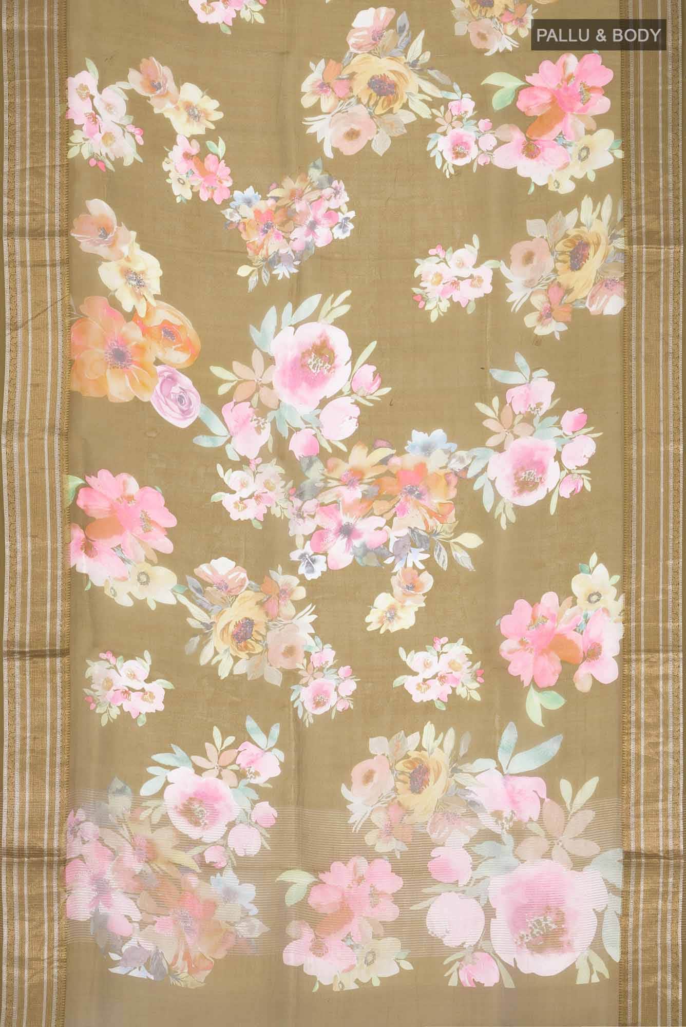 Brown Organza Silk Saree