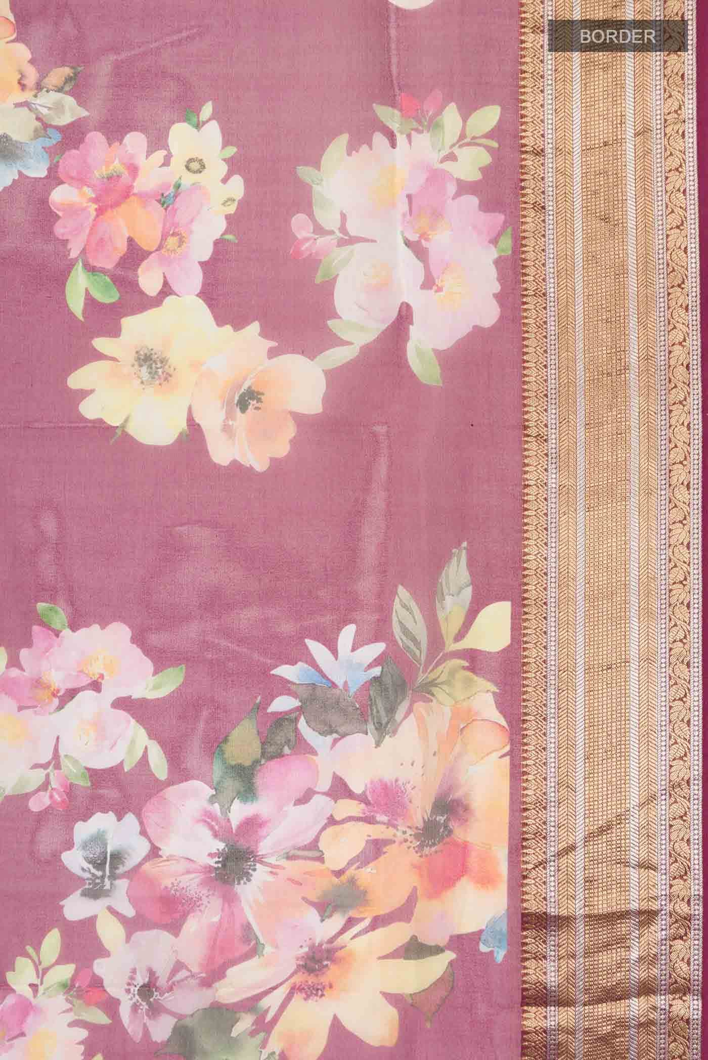 Magenta Organza Silk Saree