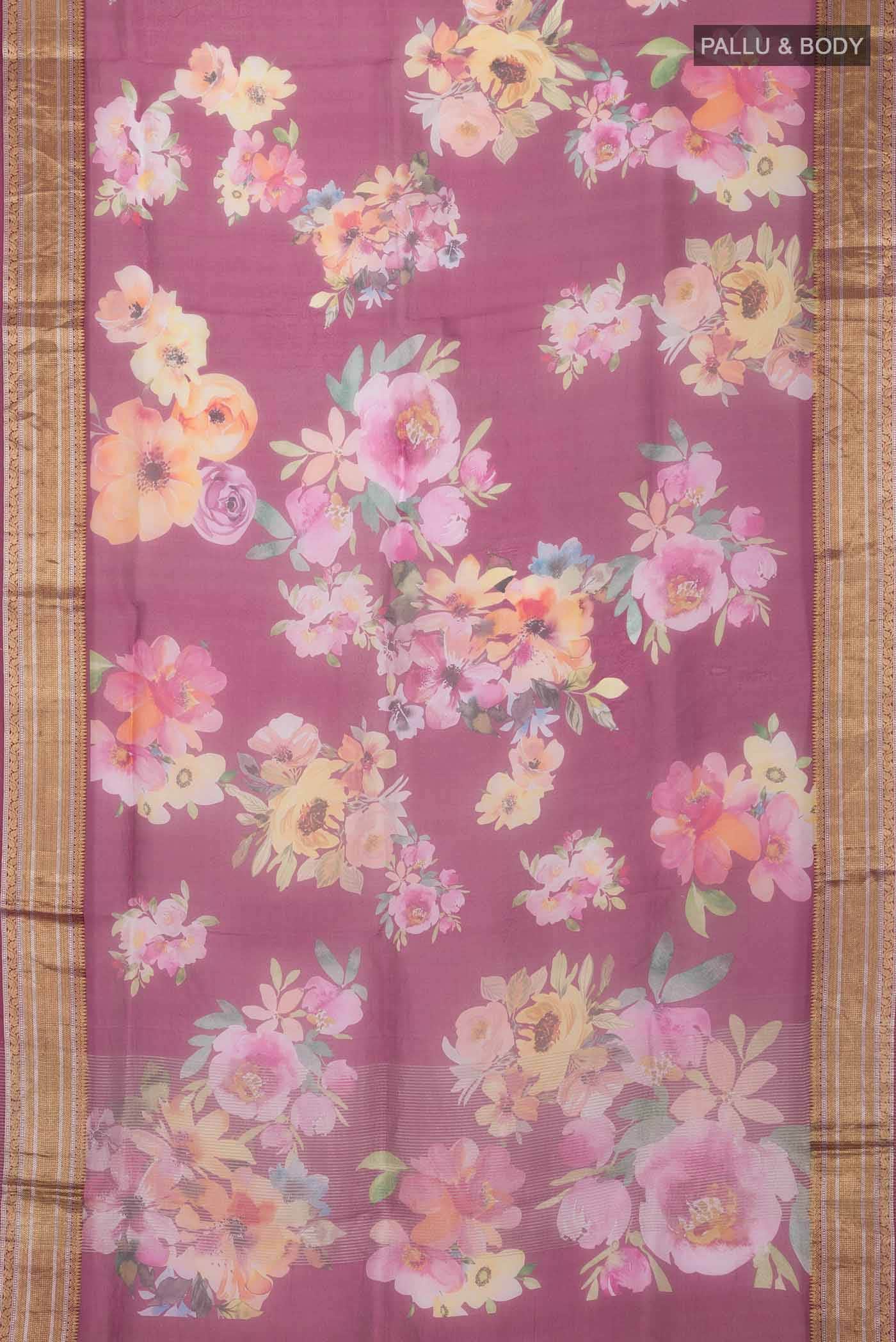 Magenta Organza Silk Saree