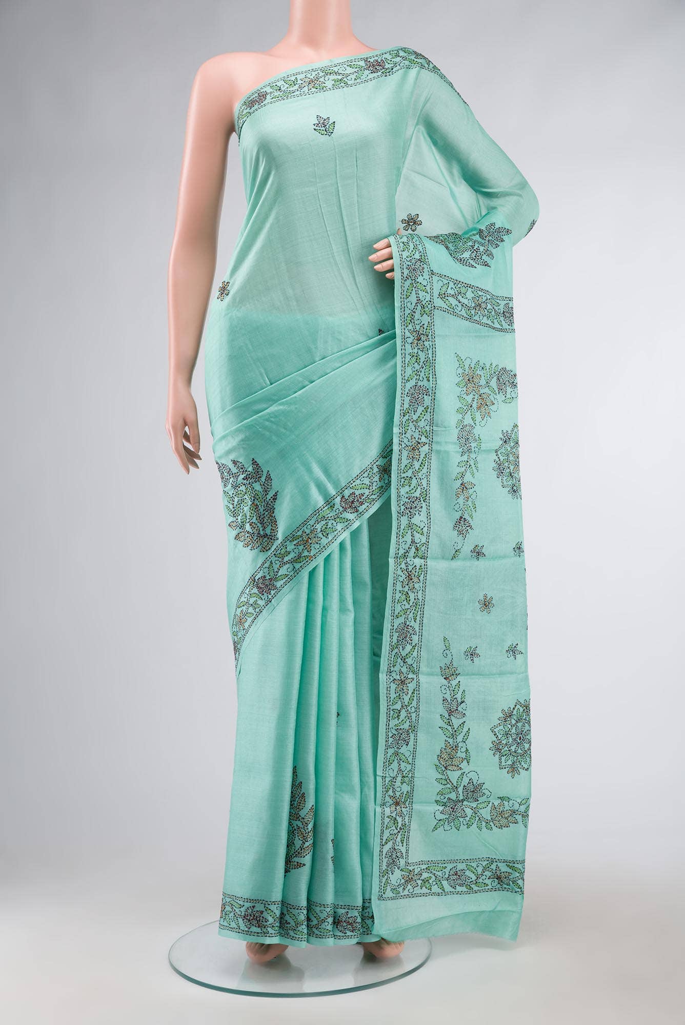 Sea Green Bhagalpuri Tussar Silk Saree