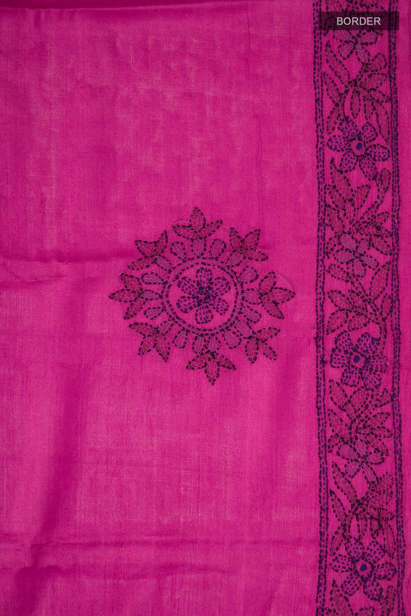 Pink Bhagalpuri Tussar Silk Saree