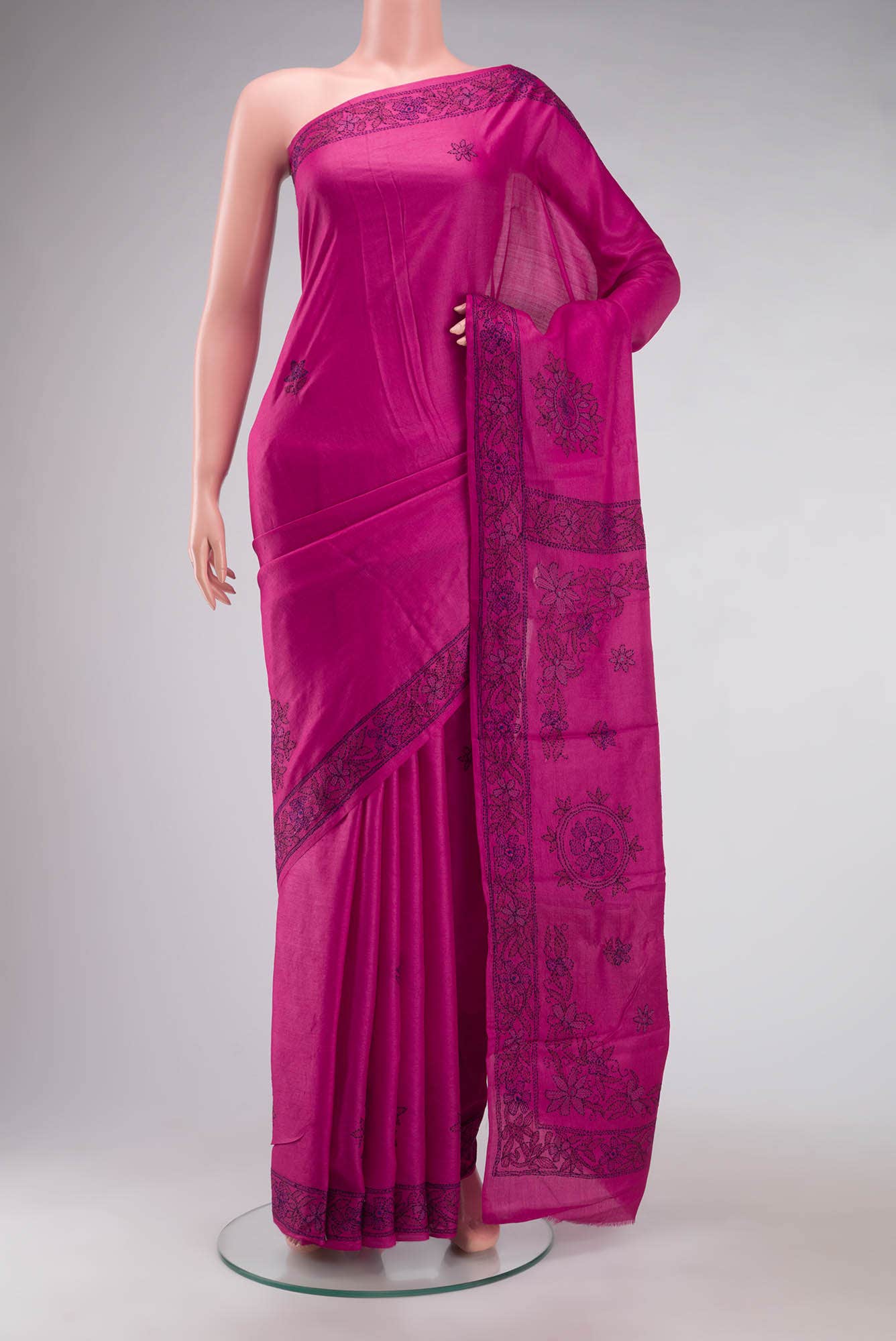 Pink Bhagalpuri Tussar Silk Saree