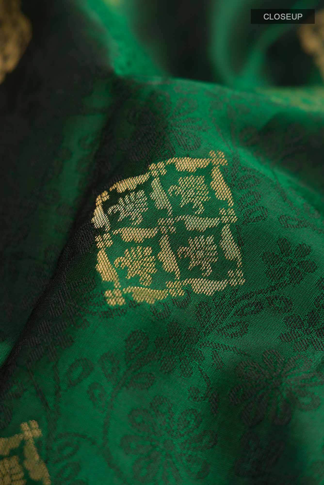 Bottle Green Kanchipuram Silk Saree
