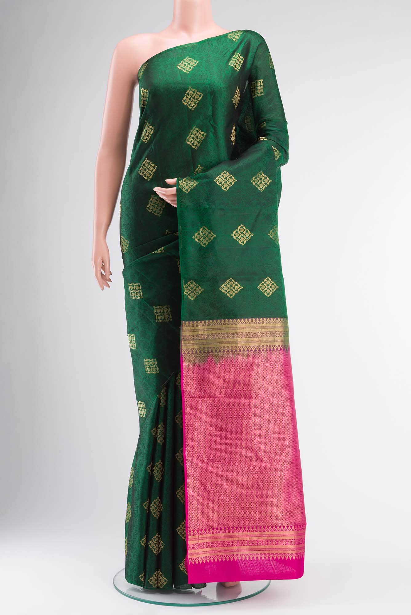 Bottle Green Kanchipuram Silk Saree