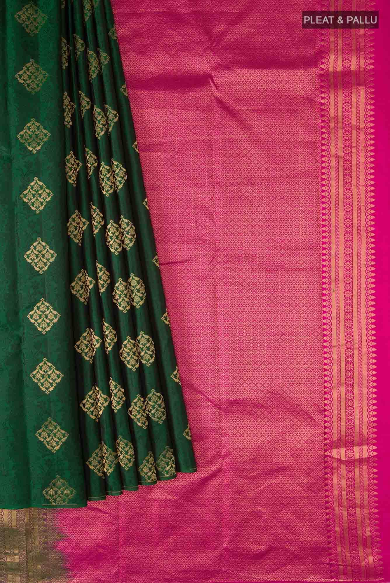Bottle Green Kanchipuram Silk Saree
