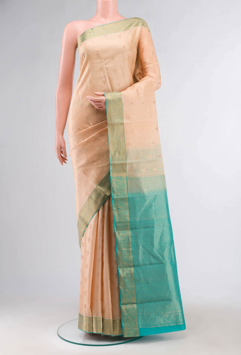 Beige Kanchipuram Silk Saree