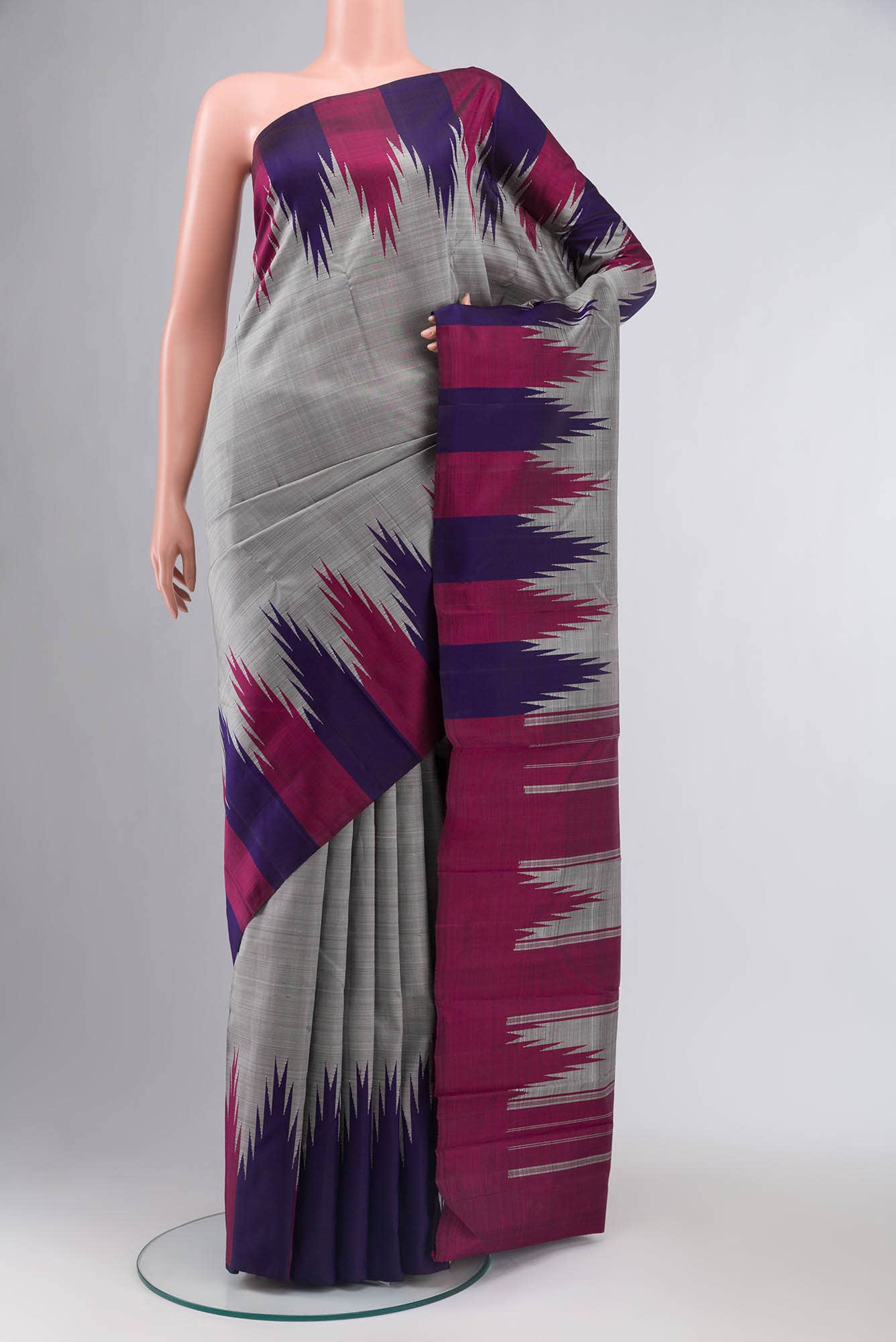 Grey Kanchipuram Silk Saree