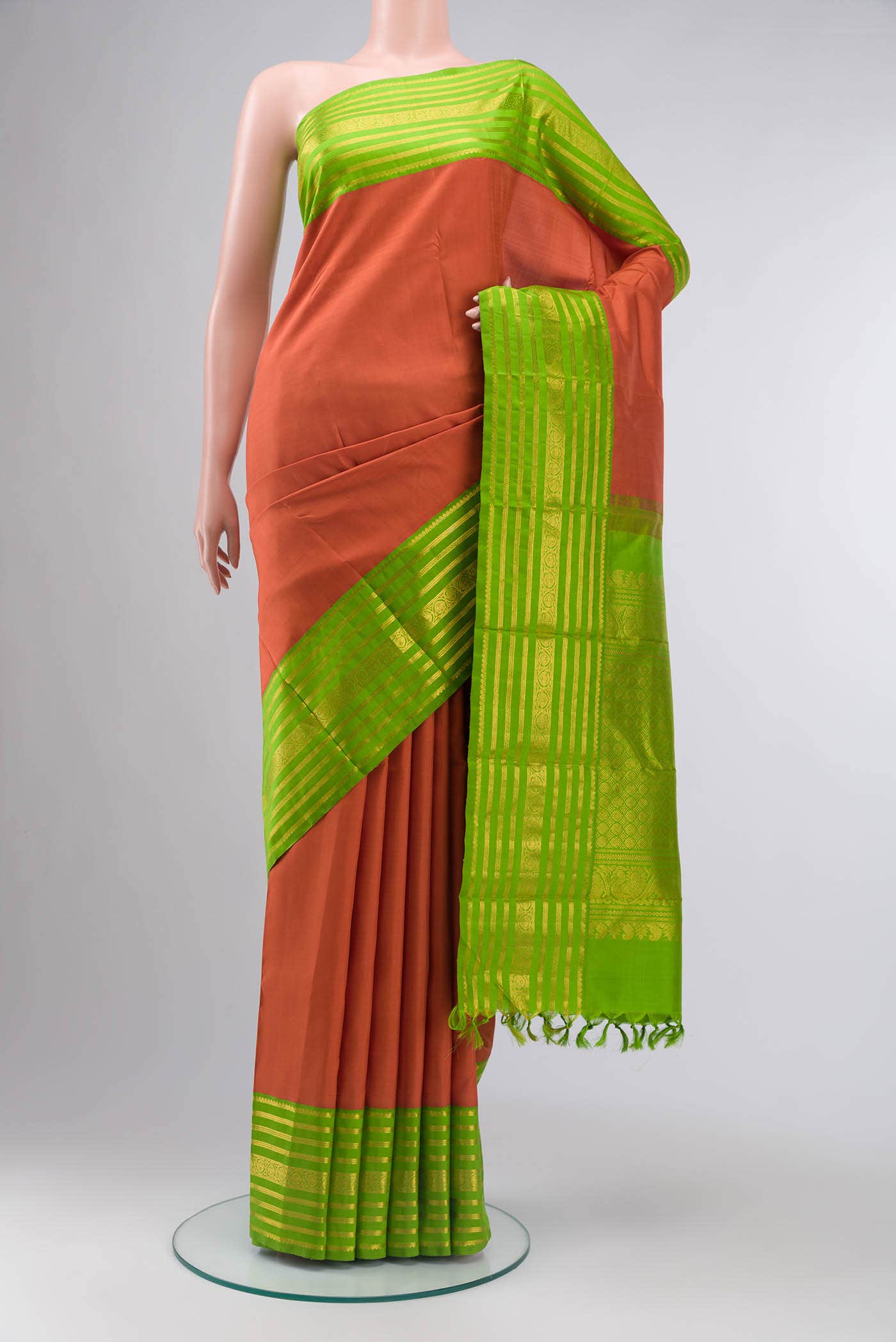 Rust Kanchipuram Silk Saree