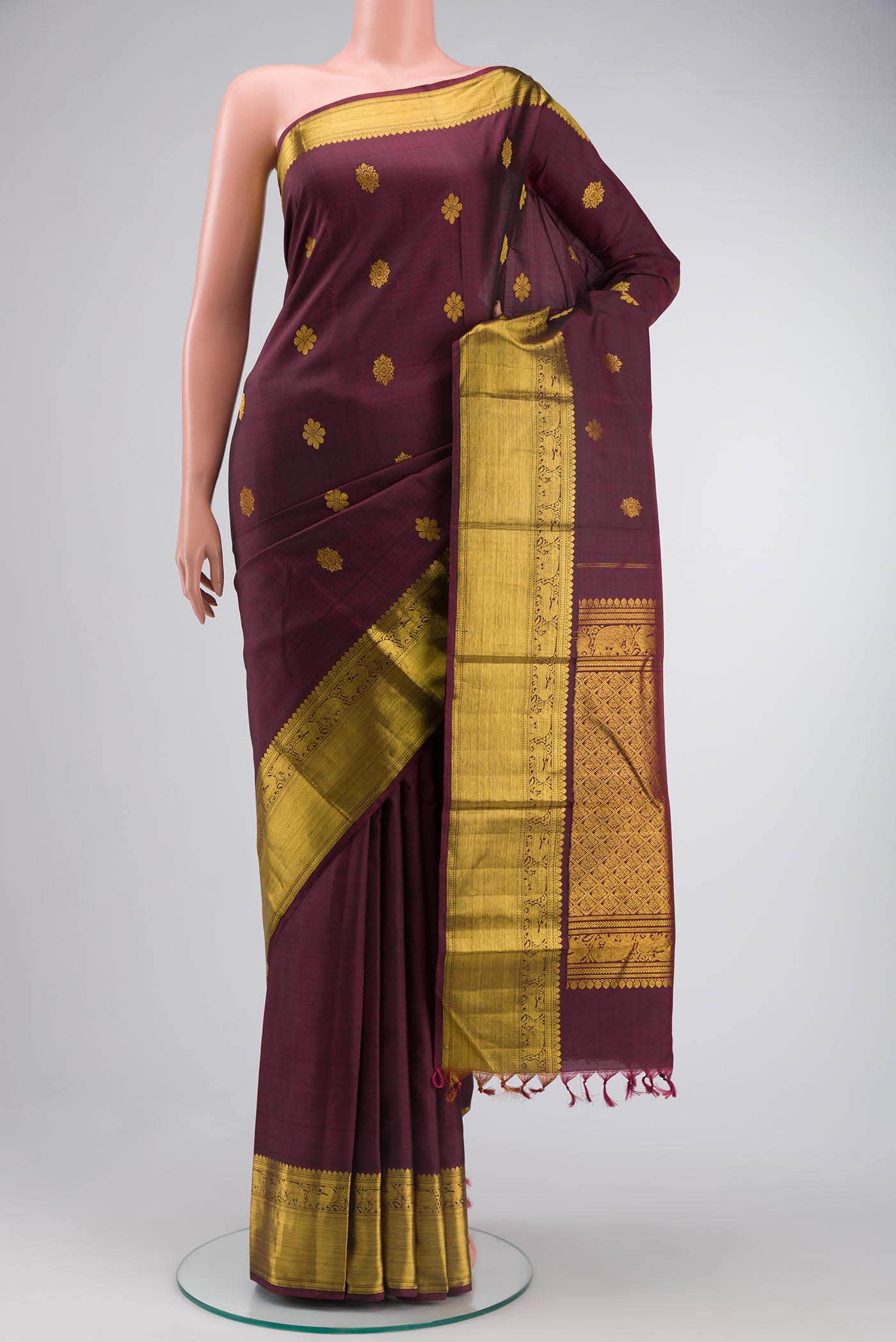 Maroon Kanchipuram Silk Saree