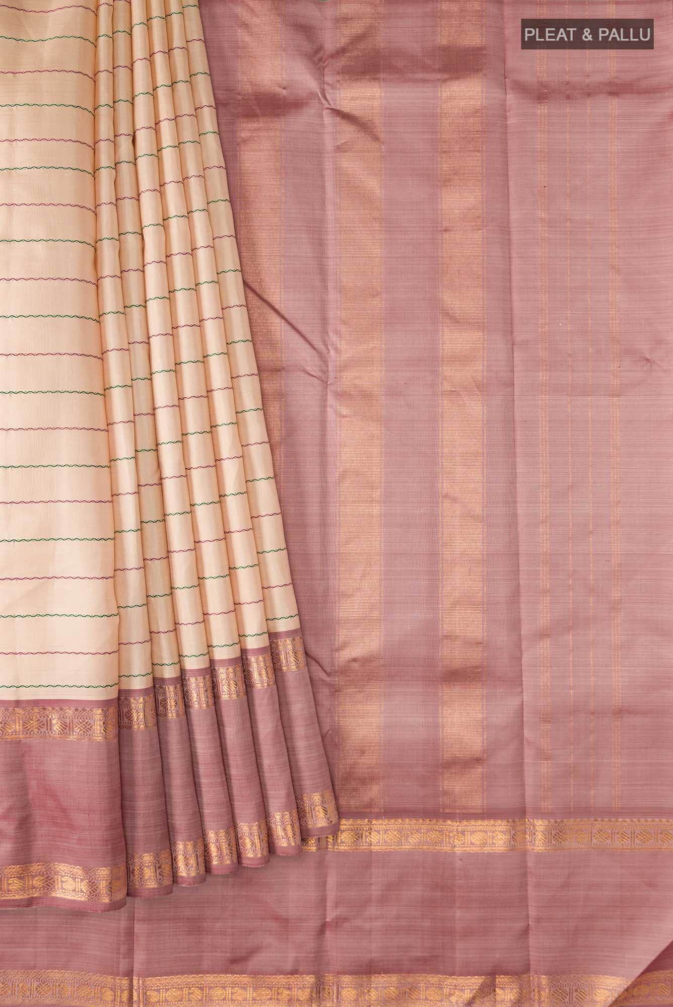 Beige Kanchipuram Silk Saree