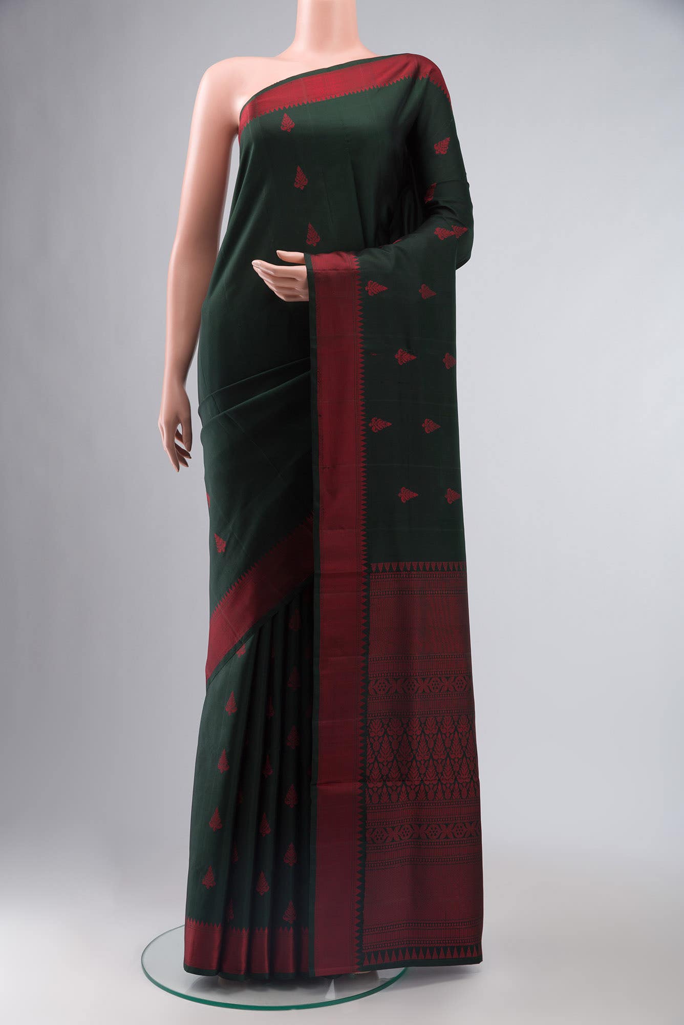 Bottle Green Soft Silk Saree
