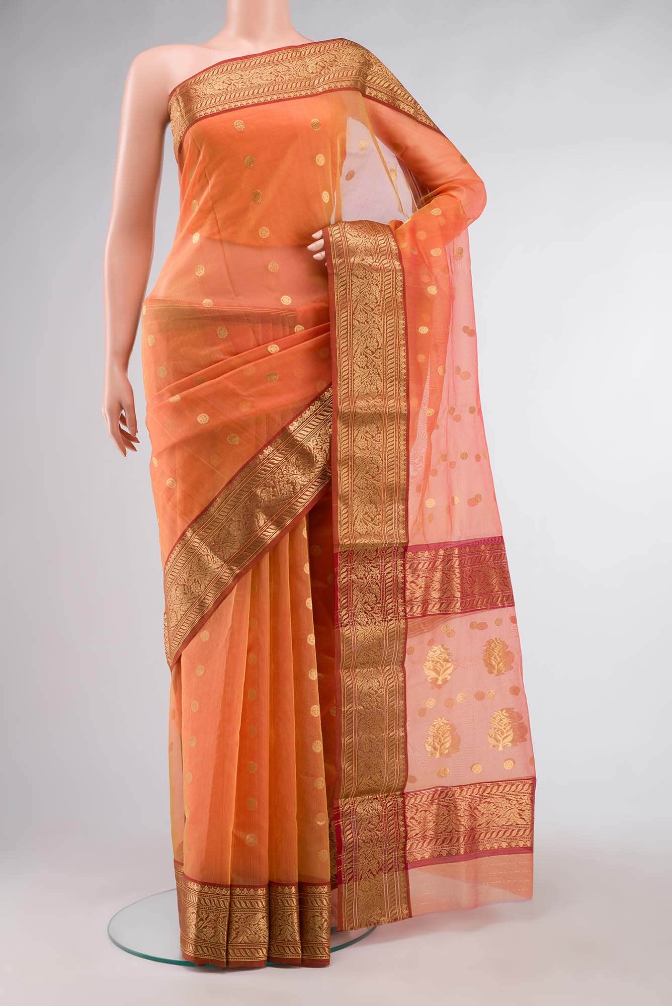Orange Chanderi Silk Saree