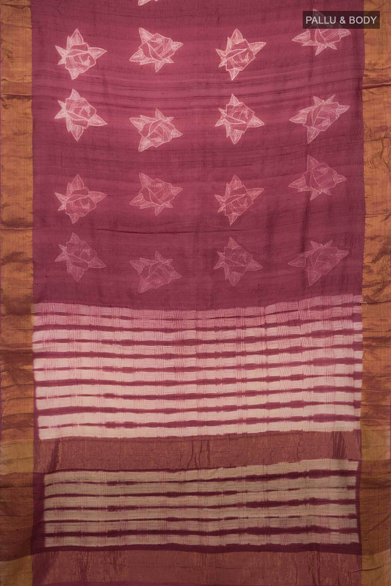 Beige Bhagalpuri Tussar Silk Saree