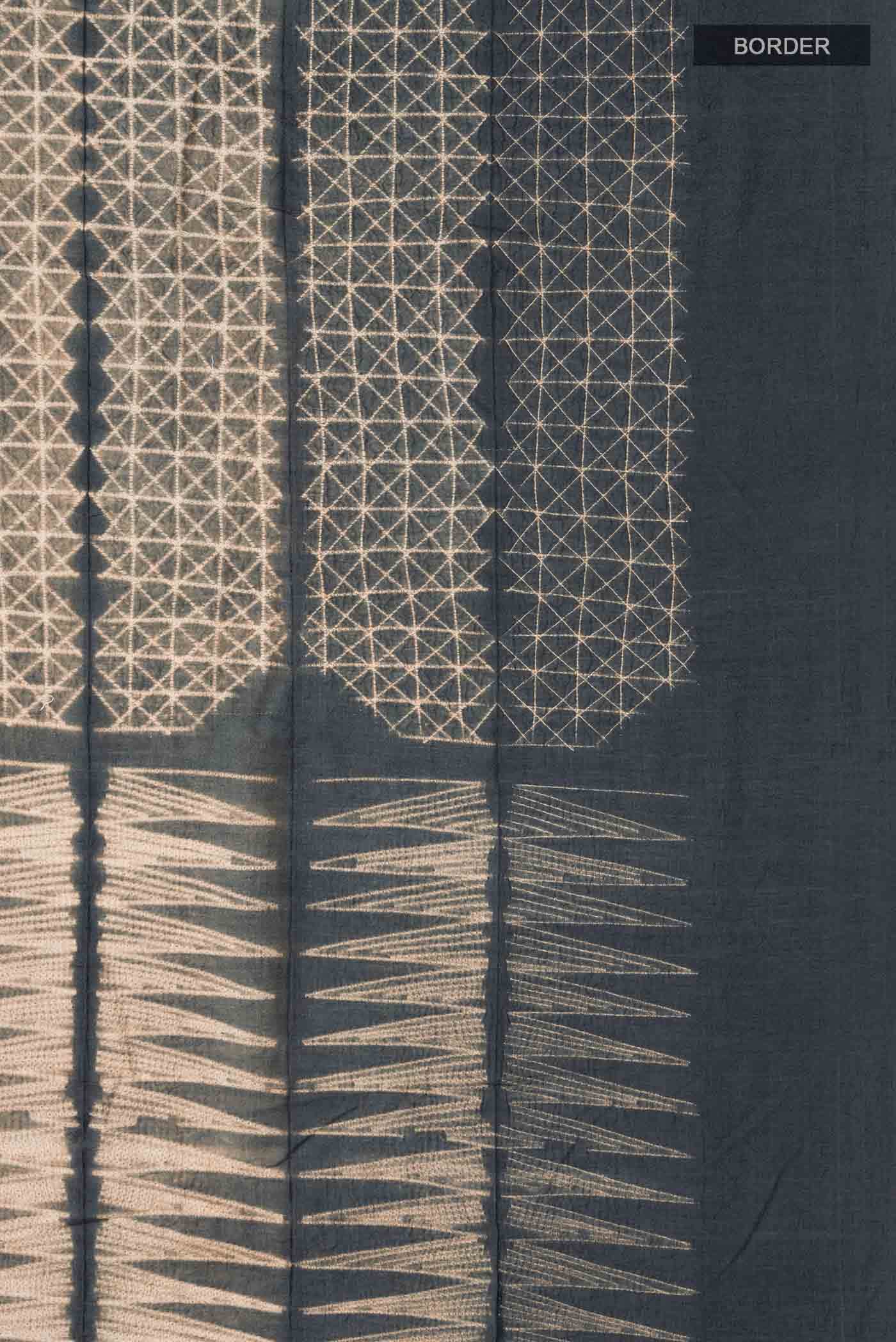 Grey Bhagalpuri Tussar Silk Saree