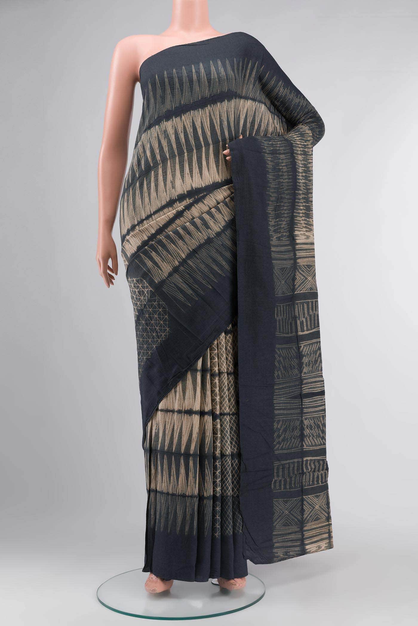 Grey Bhagalpuri Tussar Silk Saree