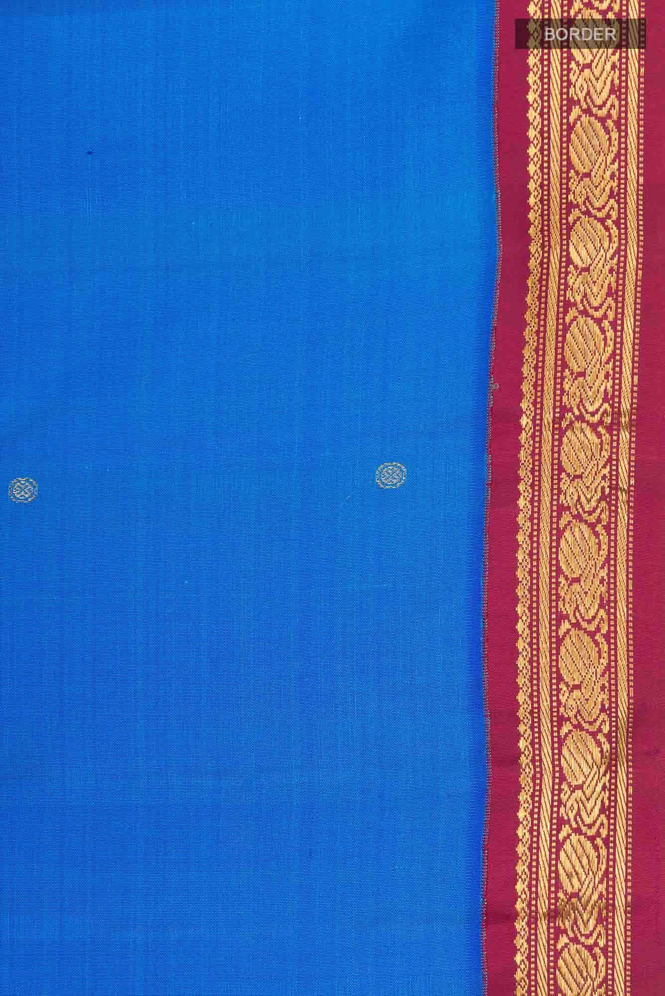 Pure Silk Pure Zari Blue Kanchipuram Saree