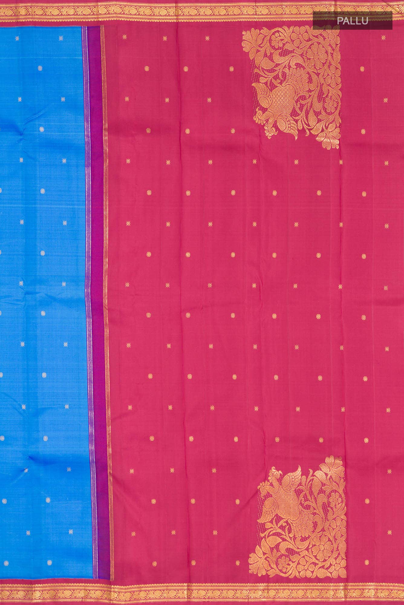Pure Silk Pure Zari Blue Kanchipuram Saree