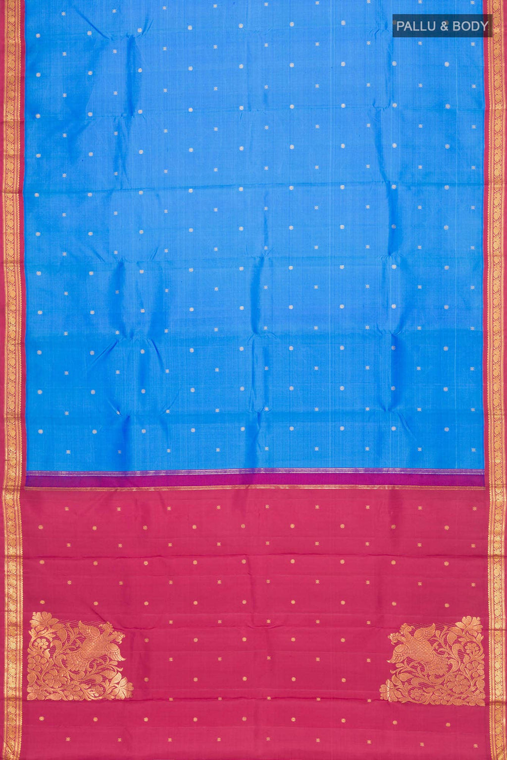 Pure Silk Pure Zari Blue Kanchipuram Saree