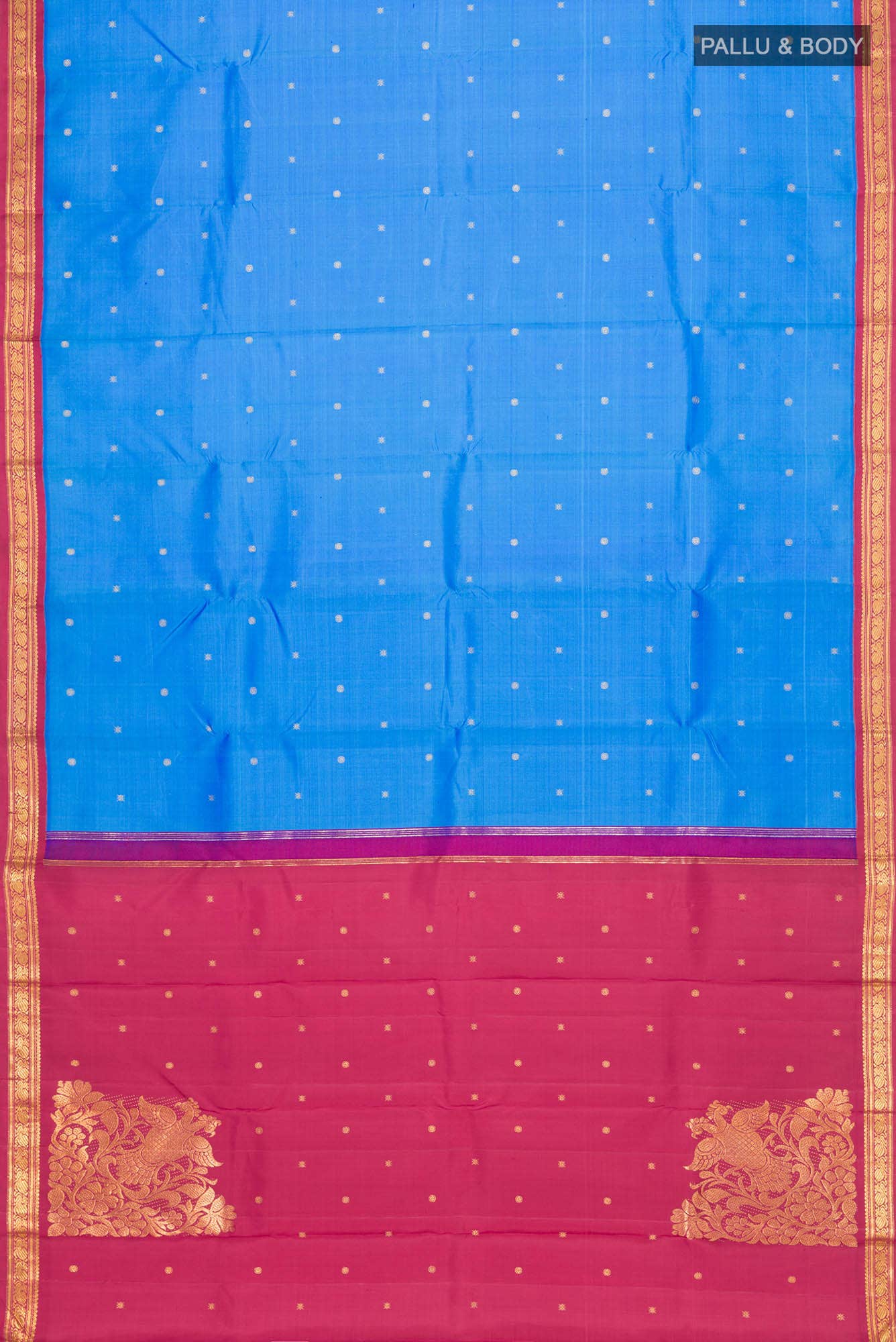 Pure Silk Pure Zari Blue Kanchipuram Saree