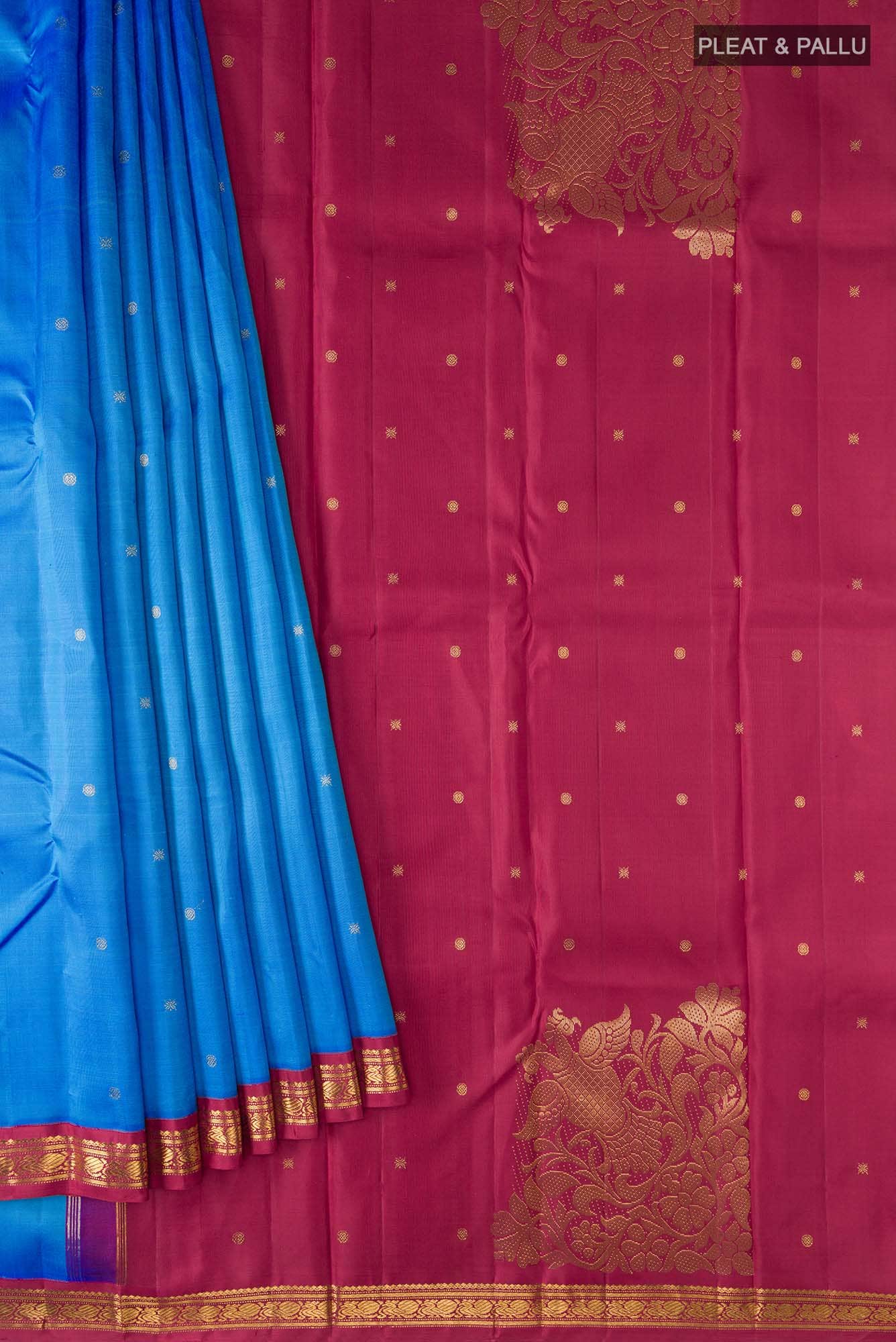 Pure Silk Pure Zari Blue Kanchipuram Saree