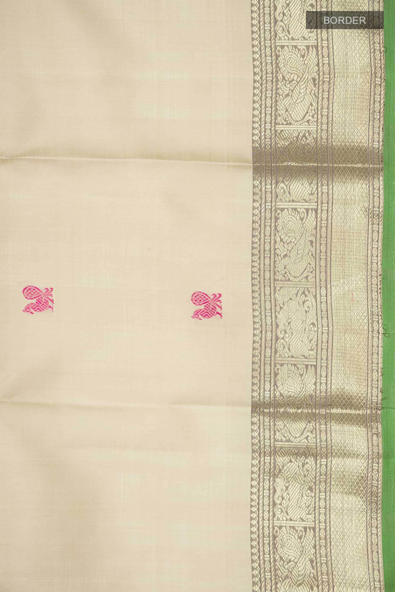 Cream Kanchipuram Silk Saree