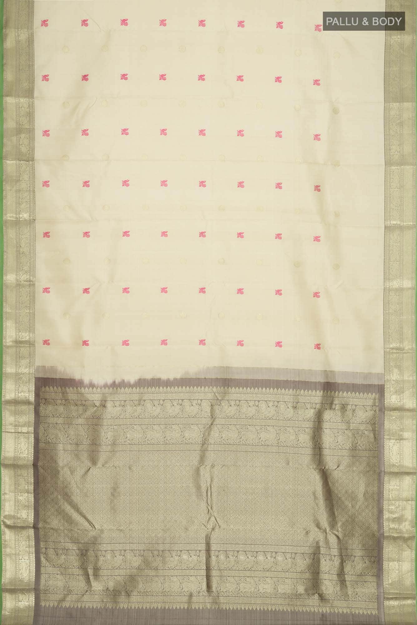 Cream Kanchipuram Silk Saree