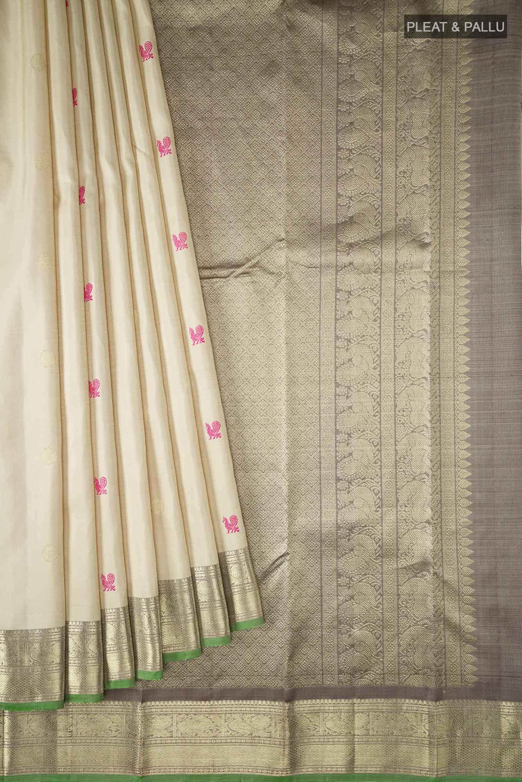 Cream Kanchipuram Silk Saree