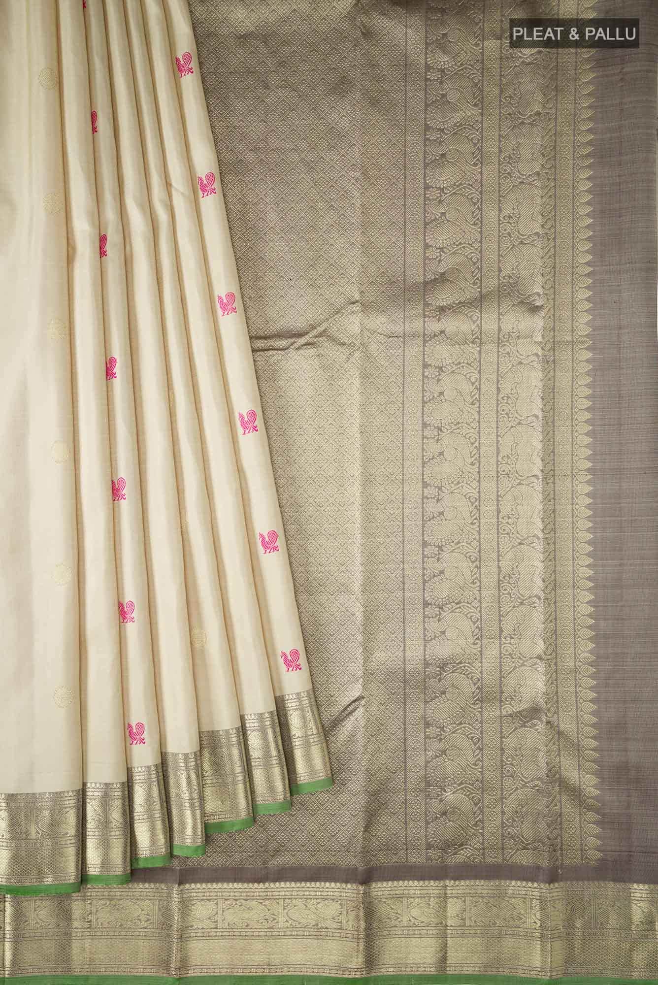 Cream Kanchipuram Silk Saree