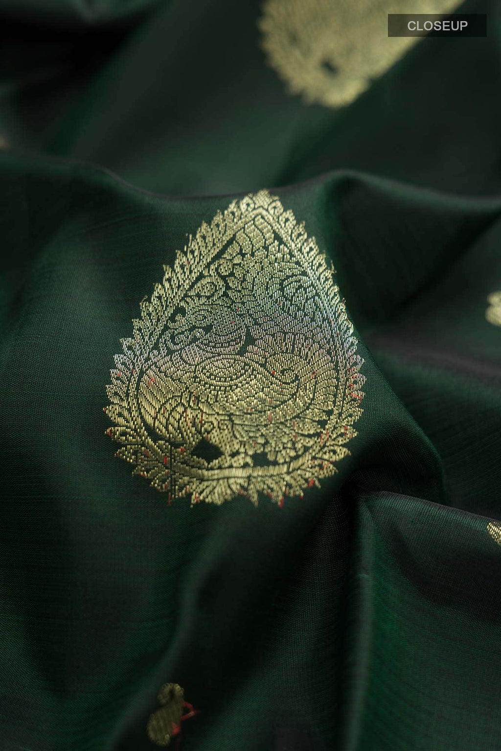 Bottle Green Kanchipuram Silk Saree