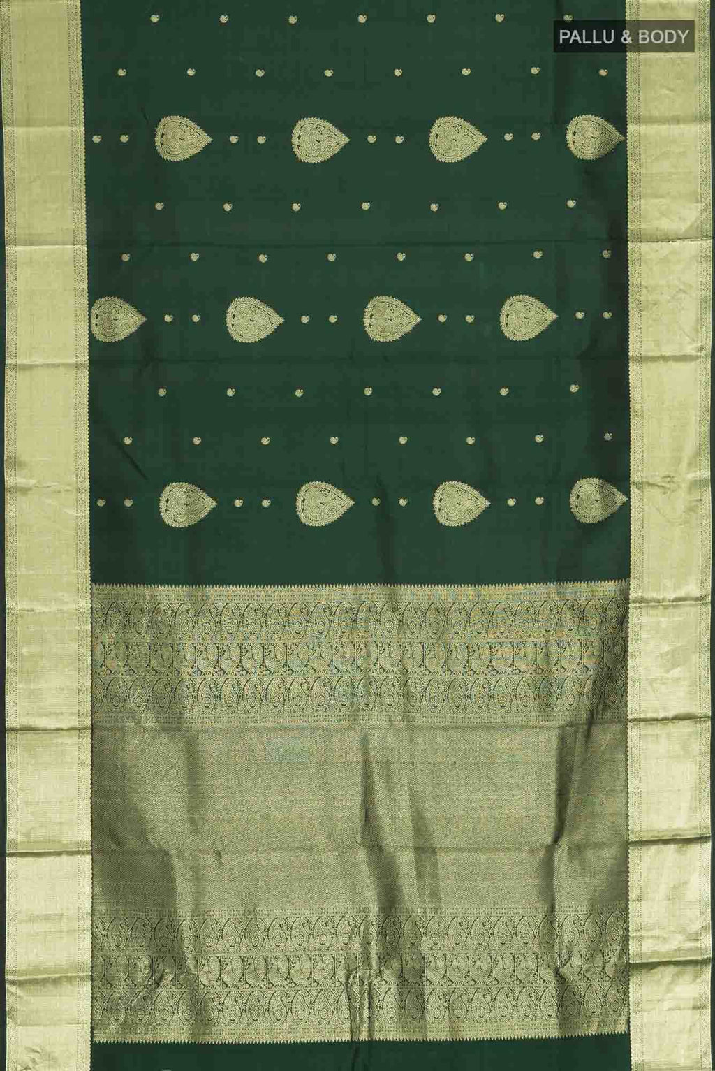 Bottle Green Kanchipuram Silk Saree