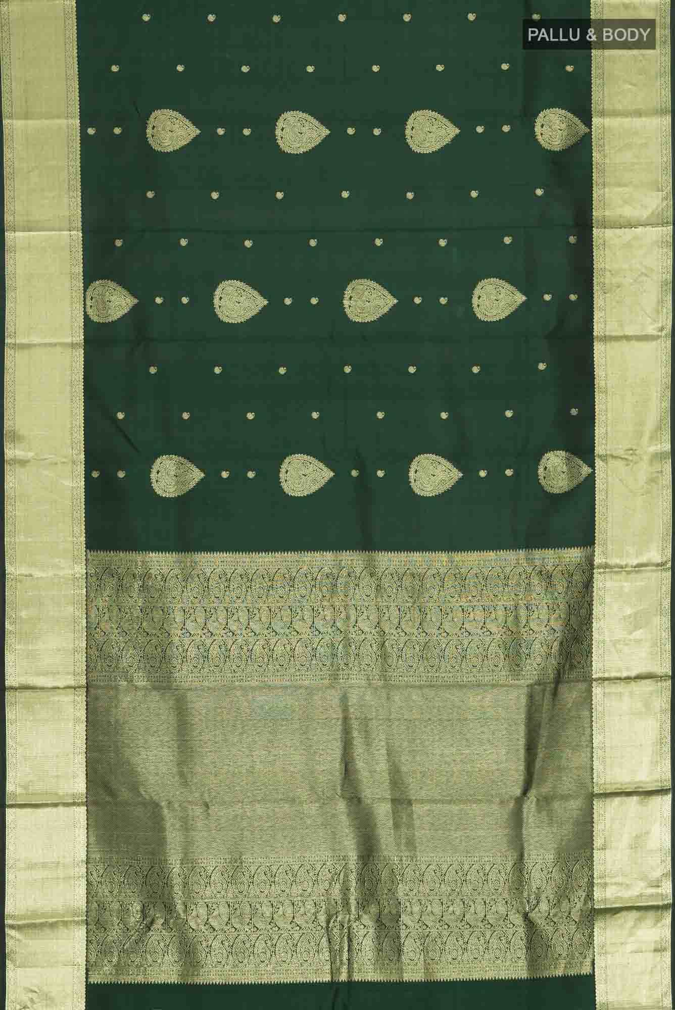 Bottle Green Kanchipuram Silk Saree