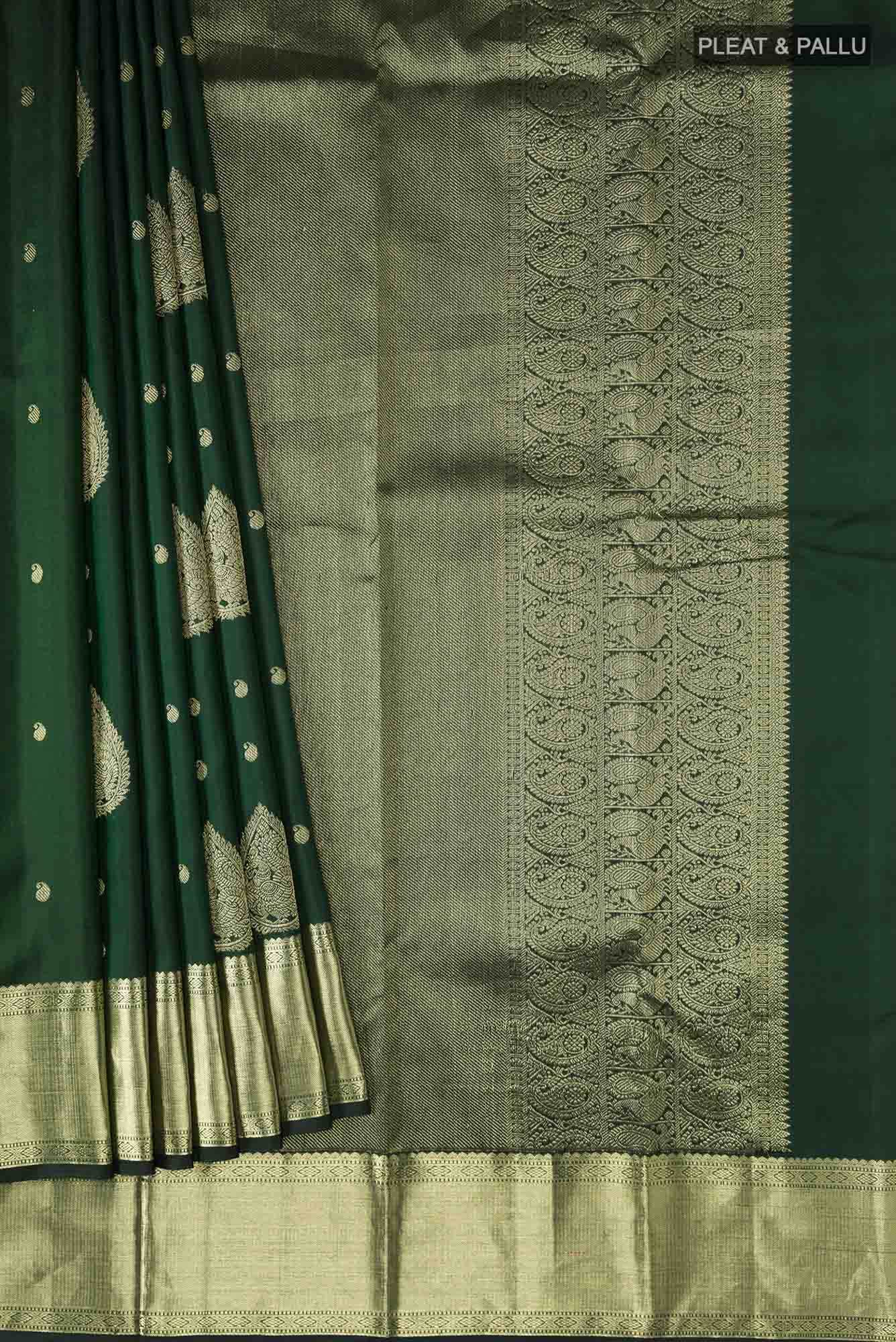 Bottle Green Kanchipuram Silk Saree