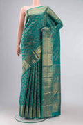 Pure Silk Pure Zari Teal Kanjivaram Saree
