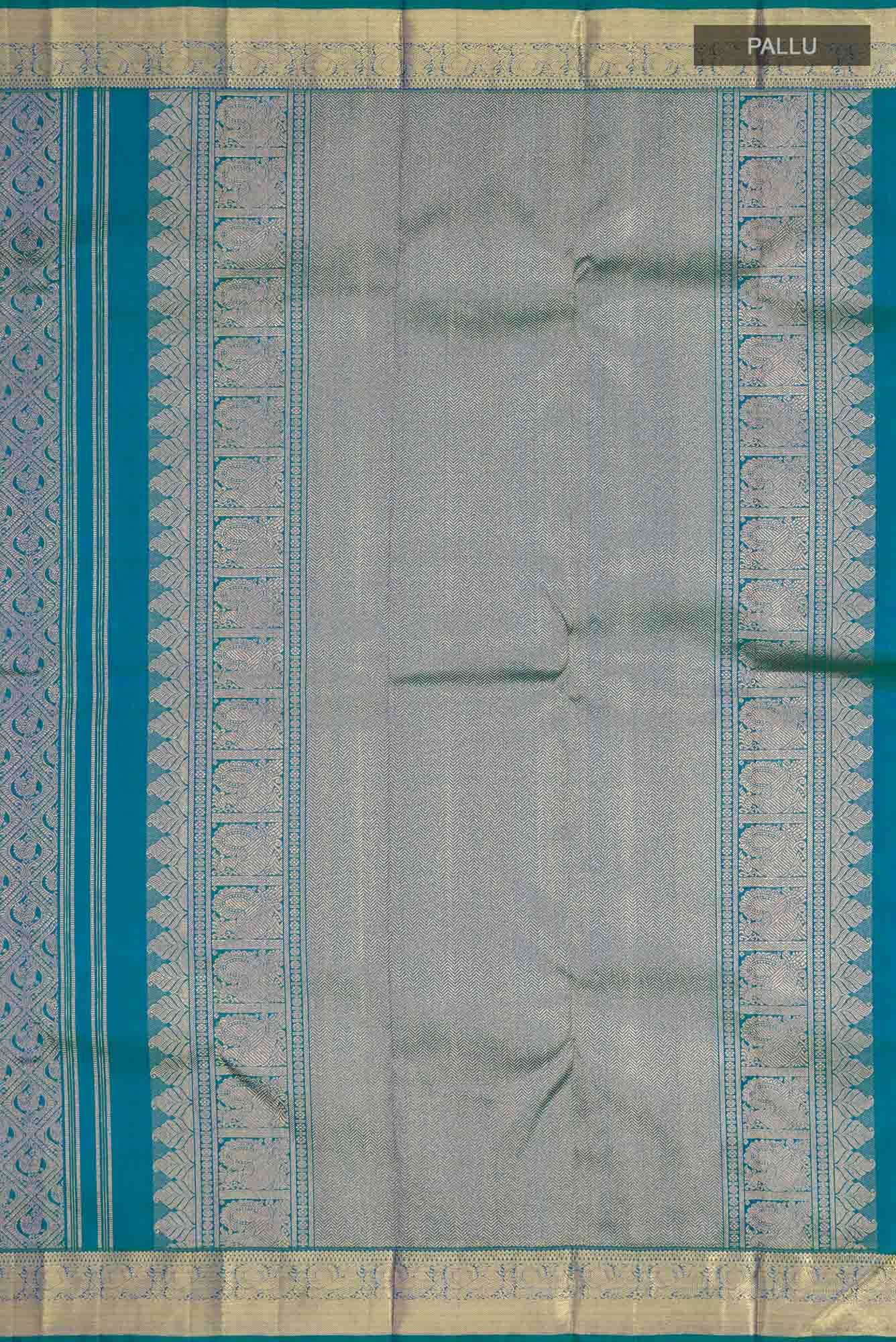 Pure Silk Pure Zari Blue with Green Dual Tone Kanchipuram Saree