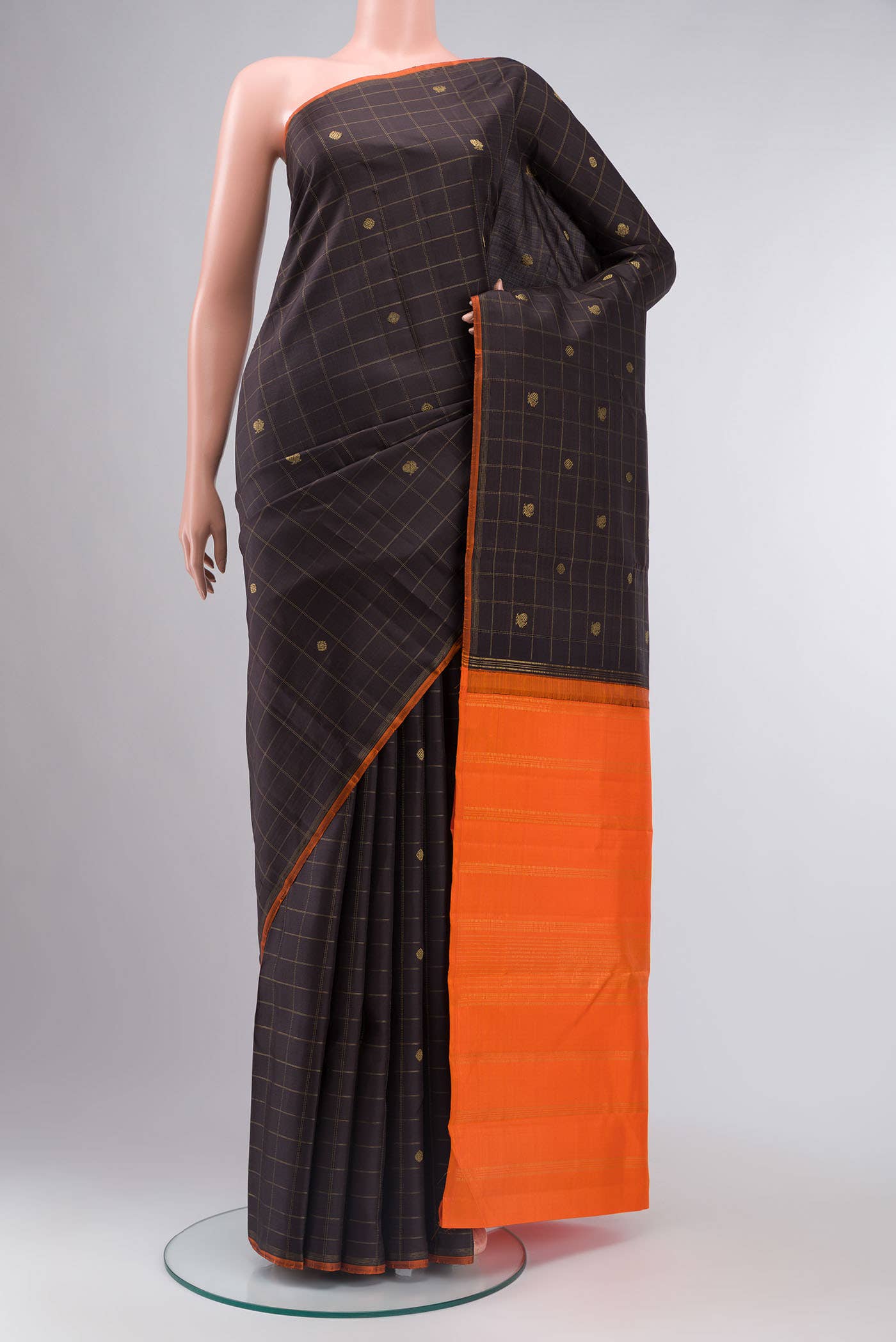 Brown Kanchipuram Silk Saree